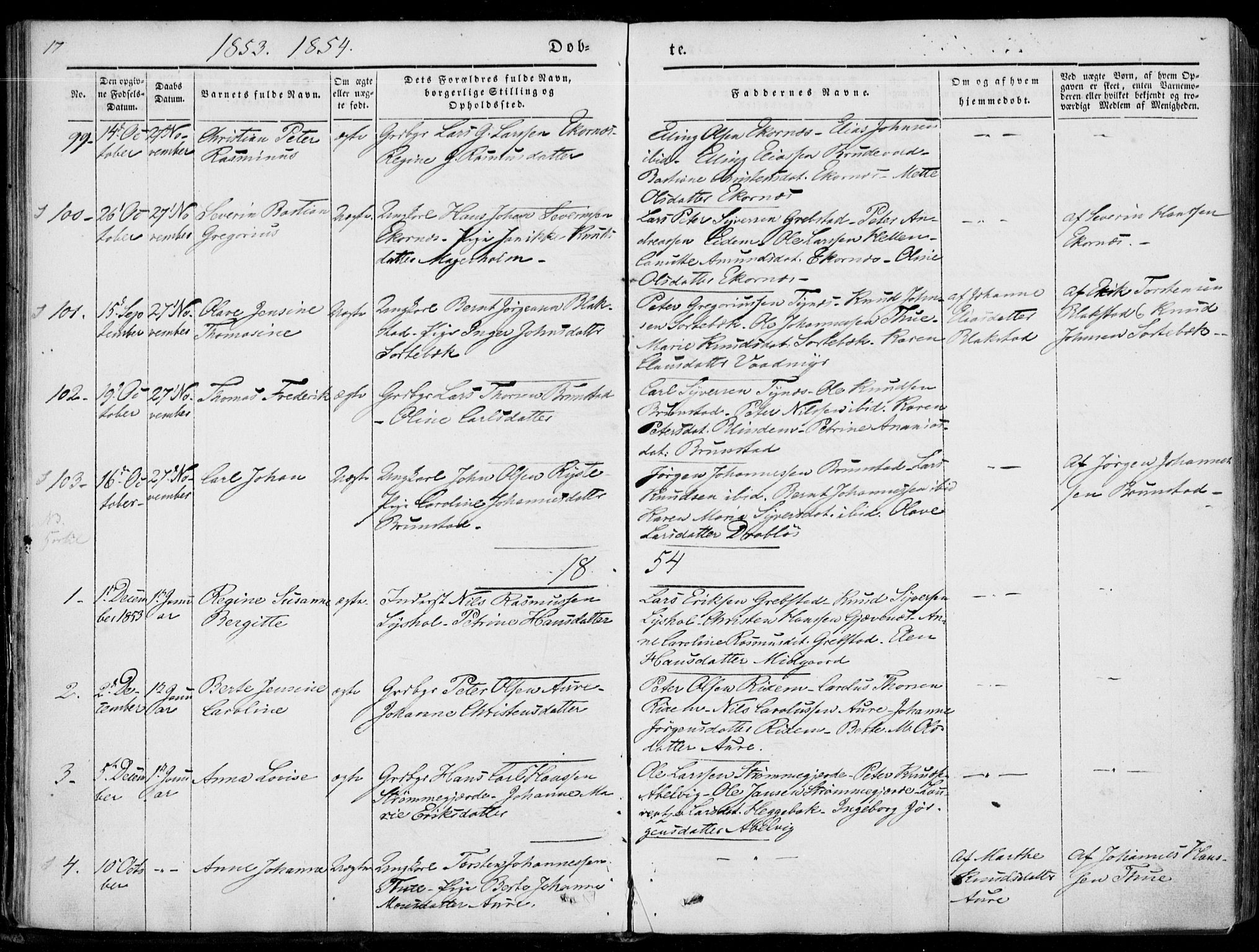 Ministerialprotokoller, klokkerbøker og fødselsregistre - Møre og Romsdal, AV/SAT-A-1454/522/L0313: Parish register (official) no. 522A08, 1852-1862, p. 17