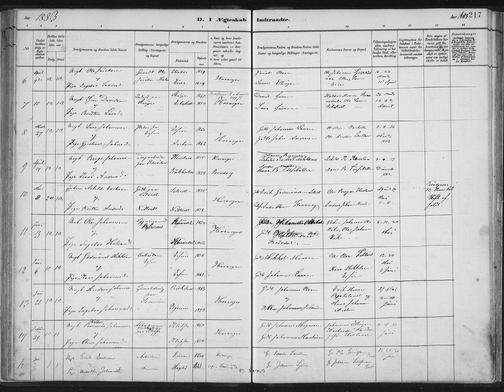 Hosanger sokneprestembete, AV/SAB-A-75801/H/Hab: Parish register (copy) no. A 3 II, 1882-1903, p. 217