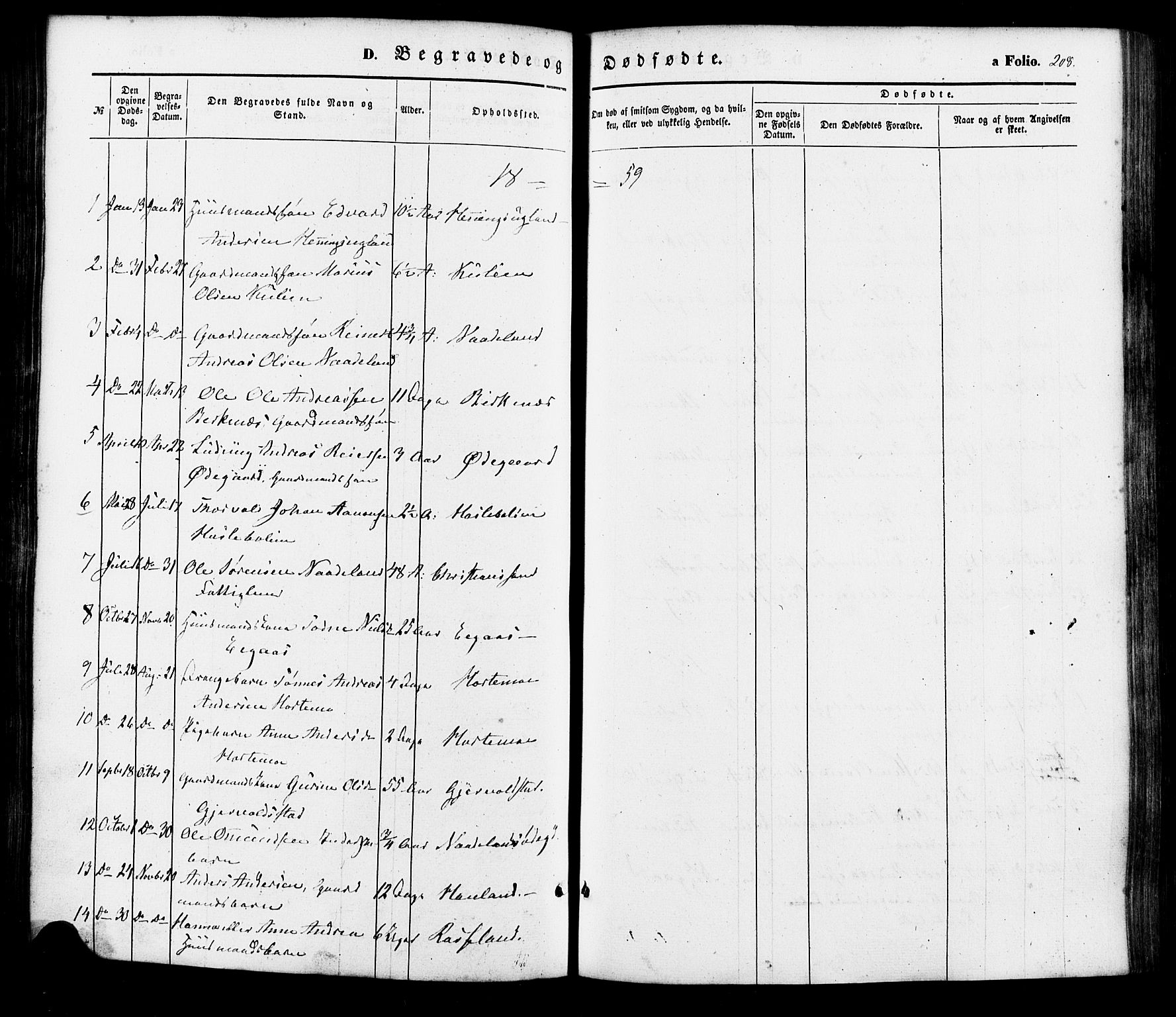 Søgne sokneprestkontor, SAK/1111-0037/F/Fa/Faa/L0002: Parish register (official) no. A 2, 1854-1882, p. 208