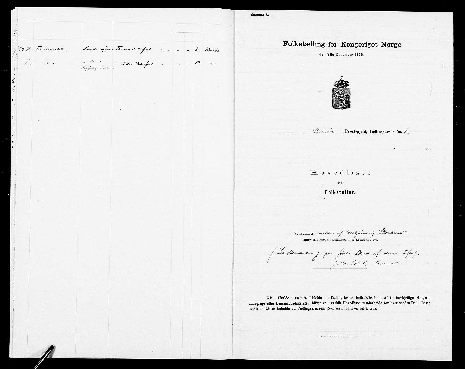 SAK, 1875 census for 0922P Hisøy, 1875, p. 15