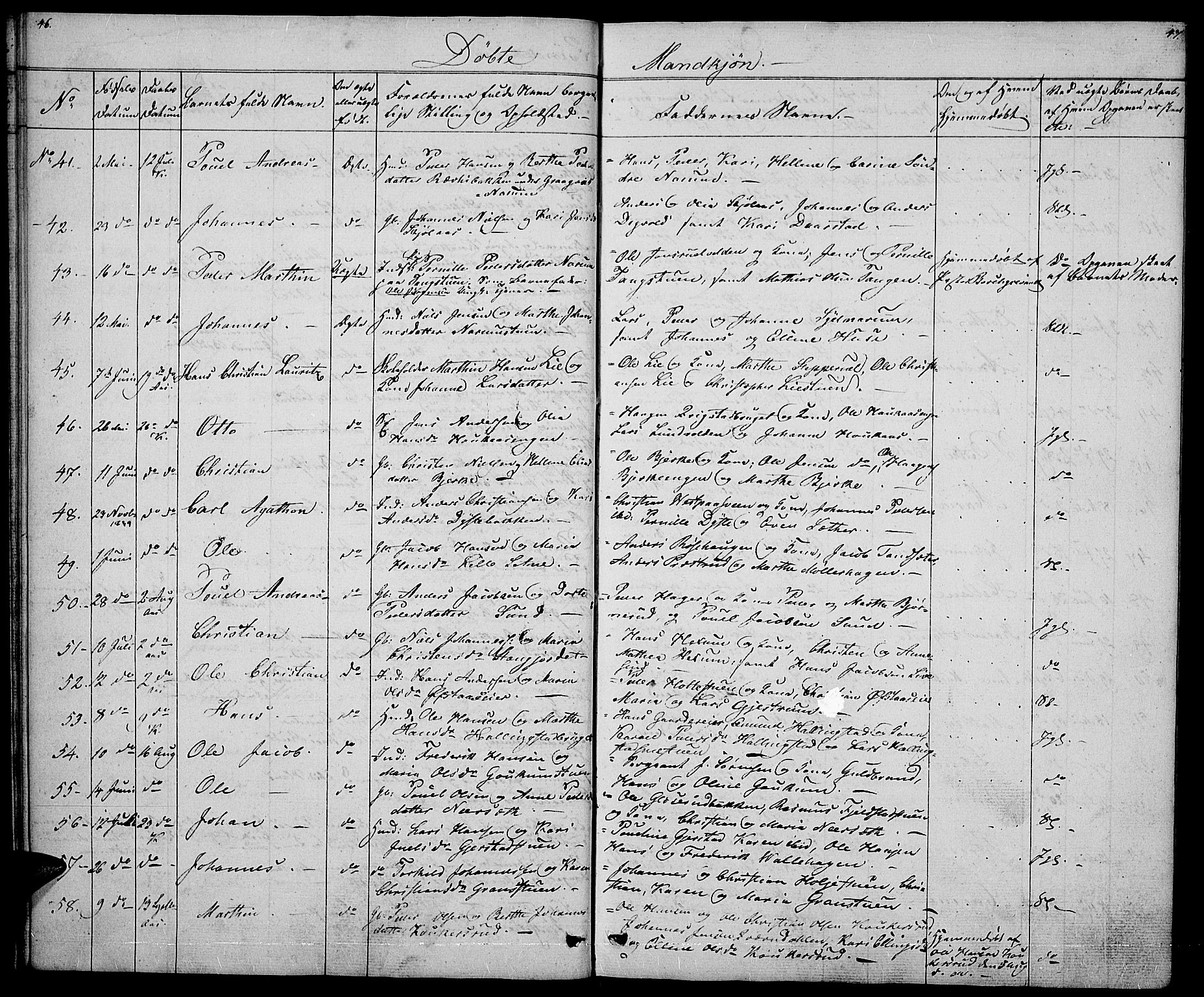 Vestre Toten prestekontor, AV/SAH-PREST-108/H/Ha/Hab/L0002: Parish register (copy) no. 2, 1836-1848, p. 46-47