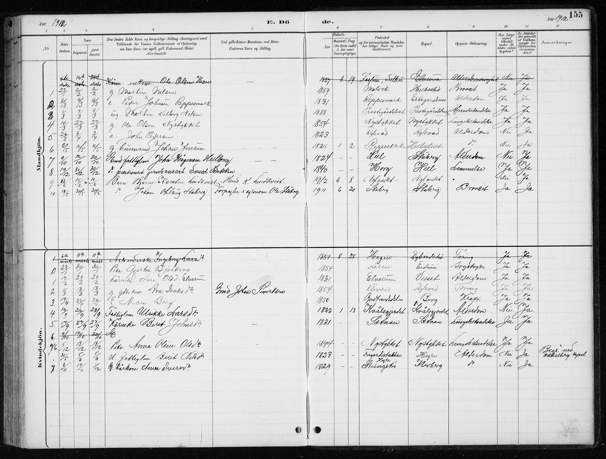 Ministerialprotokoller, klokkerbøker og fødselsregistre - Nord-Trøndelag, SAT/A-1458/710/L0096: Parish register (copy) no. 710C01, 1892-1925, p. 155
