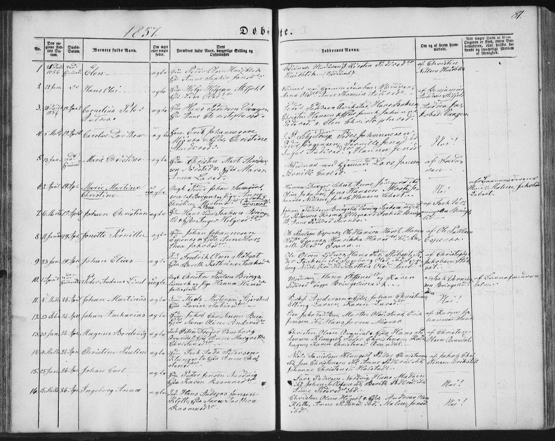 Ministerialprotokoller, klokkerbøker og fødselsregistre - Nordland, SAT/A-1459/852/L0738: Parish register (official) no. 852A08, 1849-1865, p. 81
