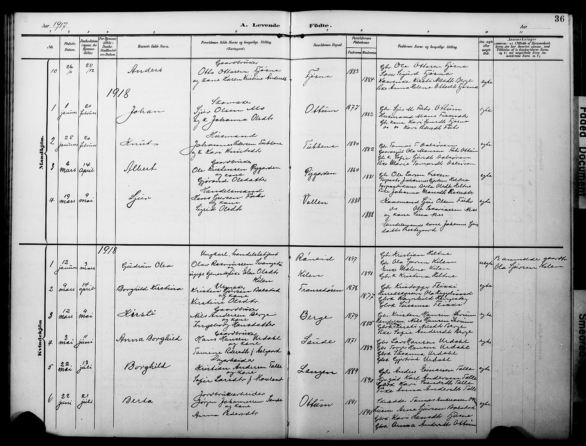 Luster sokneprestembete, AV/SAB-A-81101/H/Hab/Haba/L0001: Parish register (copy) no. A 1, 1903-1930, p. 36