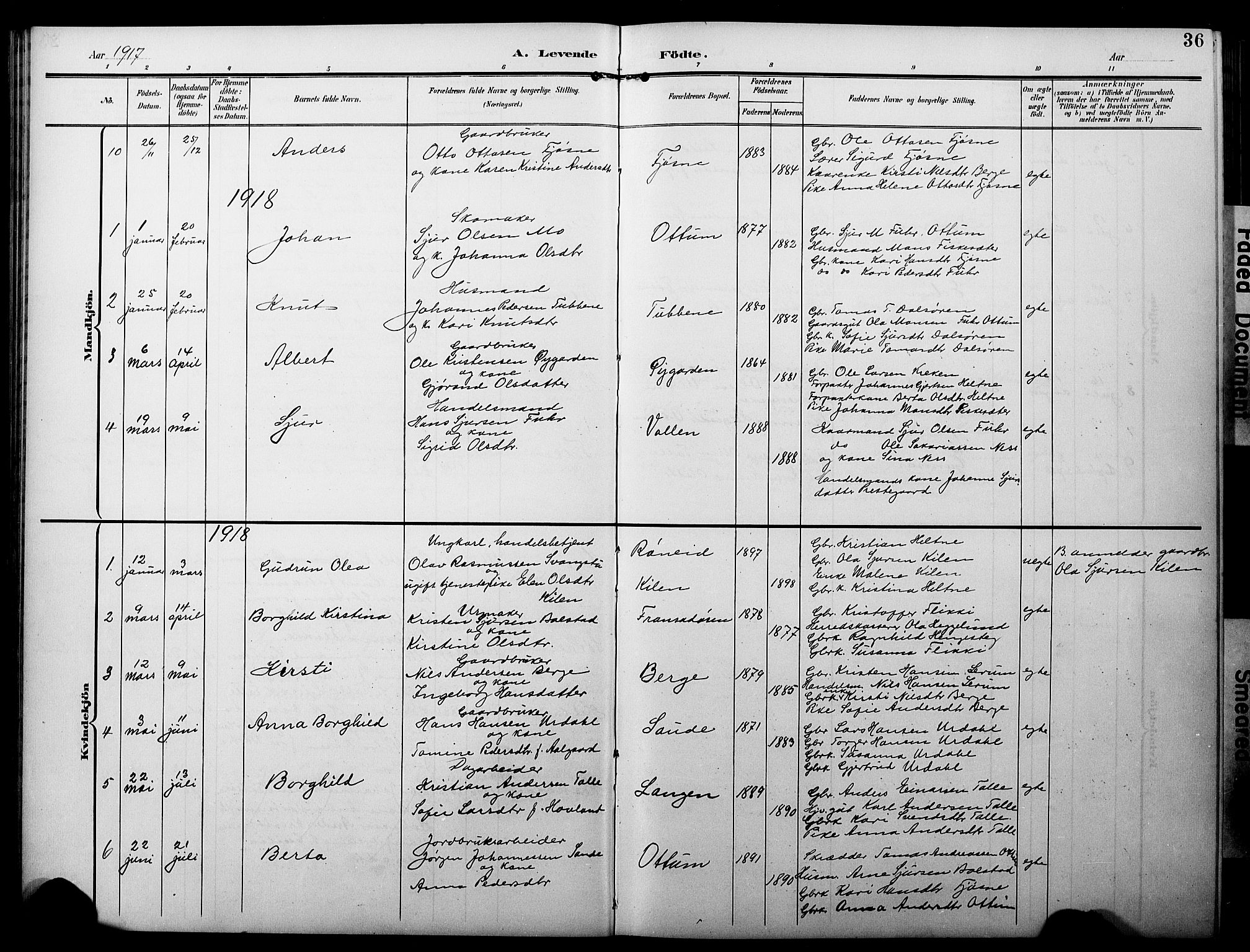 Luster sokneprestembete, SAB/A-81101/H/Hab/Haba/L0001: Parish register (copy) no. A 1, 1903-1930, p. 36