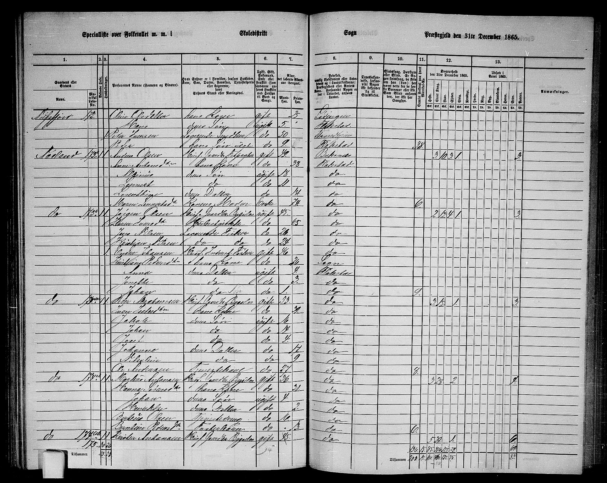 RA, 1865 census for Flakstad, 1865, p. 64