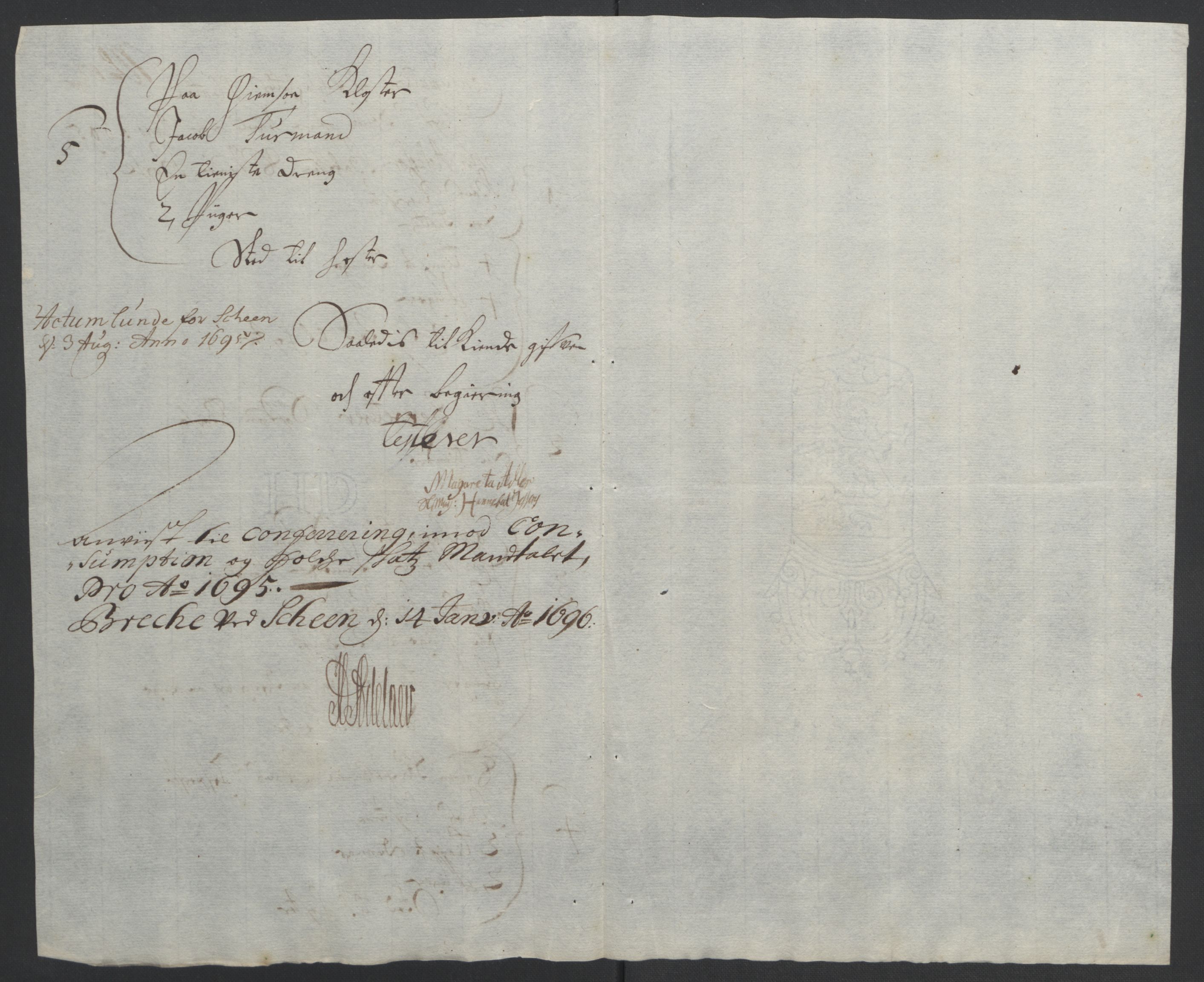 Rentekammeret inntil 1814, Reviderte regnskaper, Fogderegnskap, AV/RA-EA-4092/R36/L2093: Fogderegnskap Øvre og Nedre Telemark og Bamble, 1695, p. 333