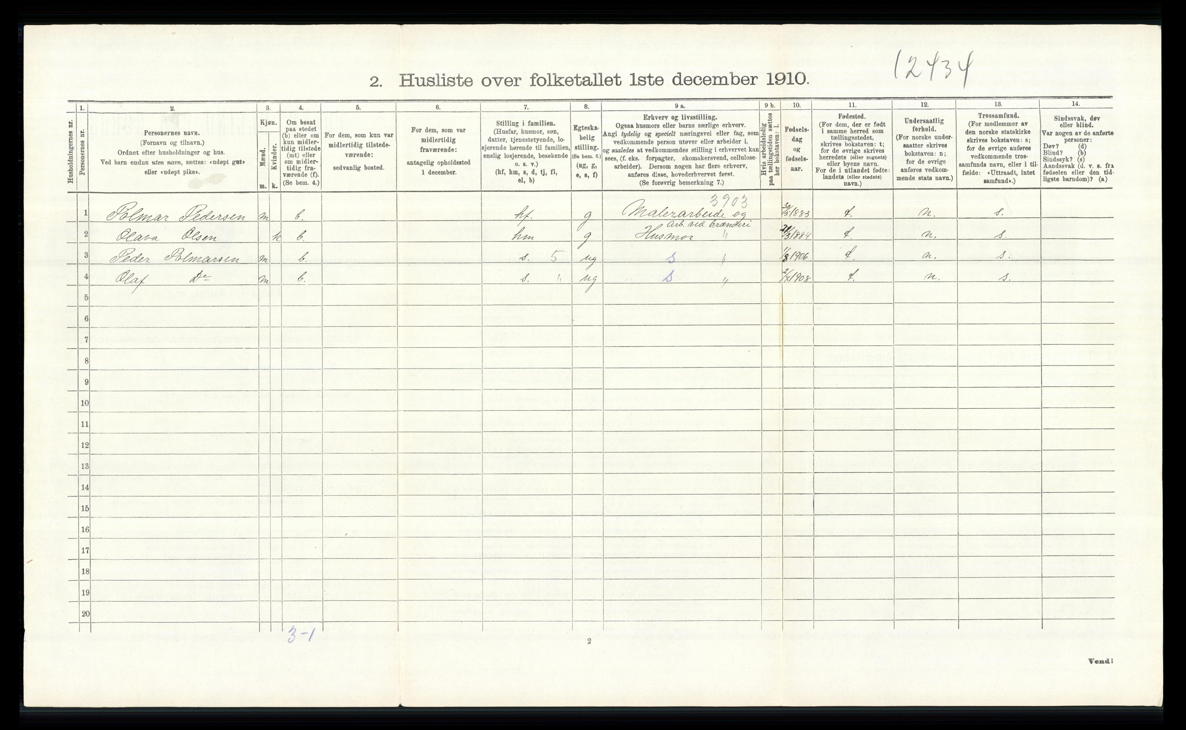 RA, 1910 census for Vang, 1910, p. 964