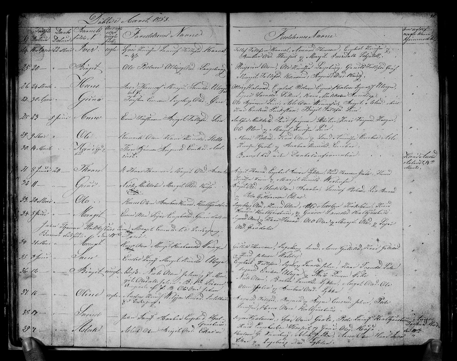 Gol kirkebøker, SAKO/A-226/G/Gb/L0003: Parish register (copy) no. II 3, 1844-1858, p. 44-45