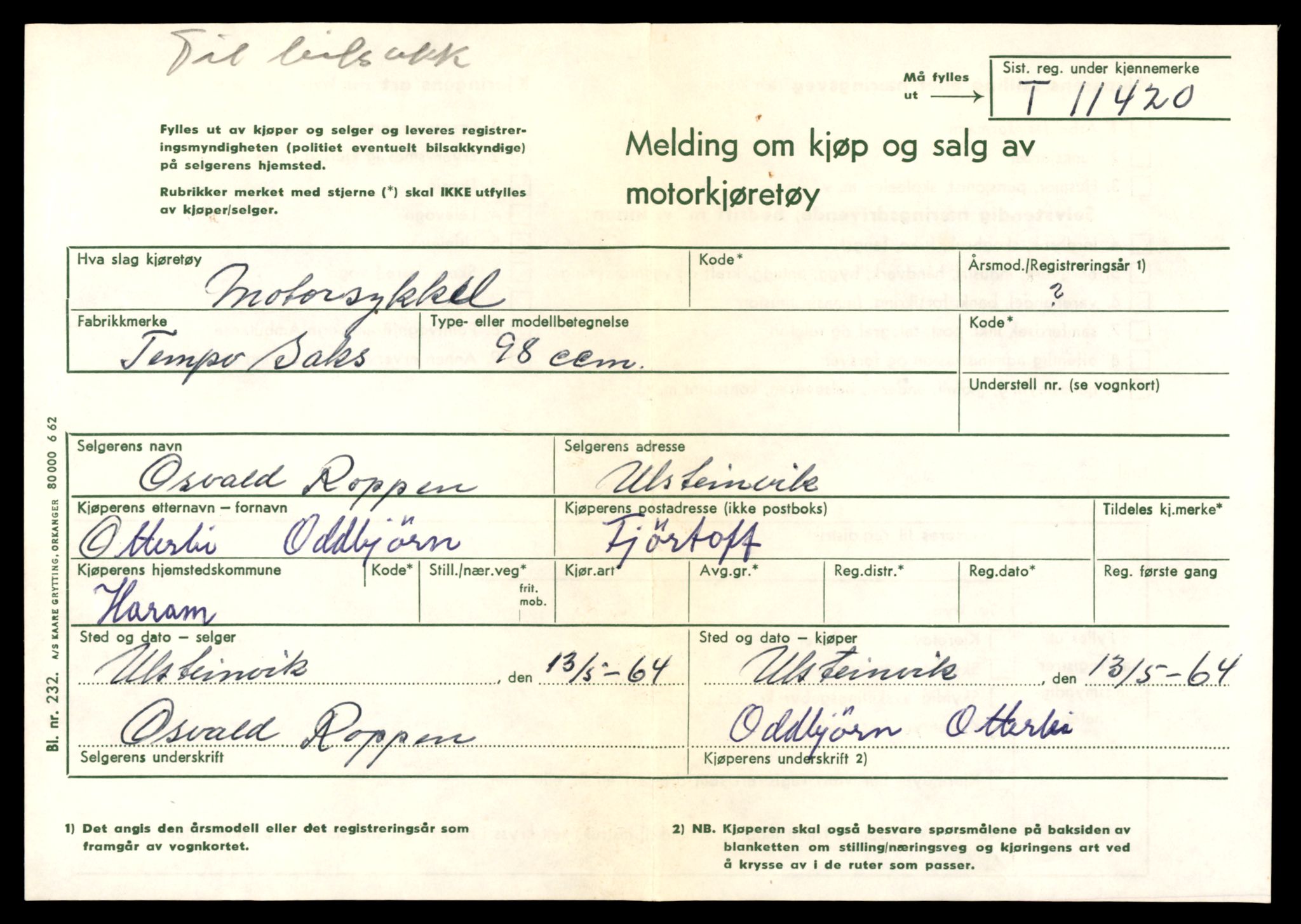 Møre og Romsdal vegkontor - Ålesund trafikkstasjon, SAT/A-4099/F/Fe/L0028: Registreringskort for kjøretøy T 11290 - T 11429, 1927-1998, p. 2947