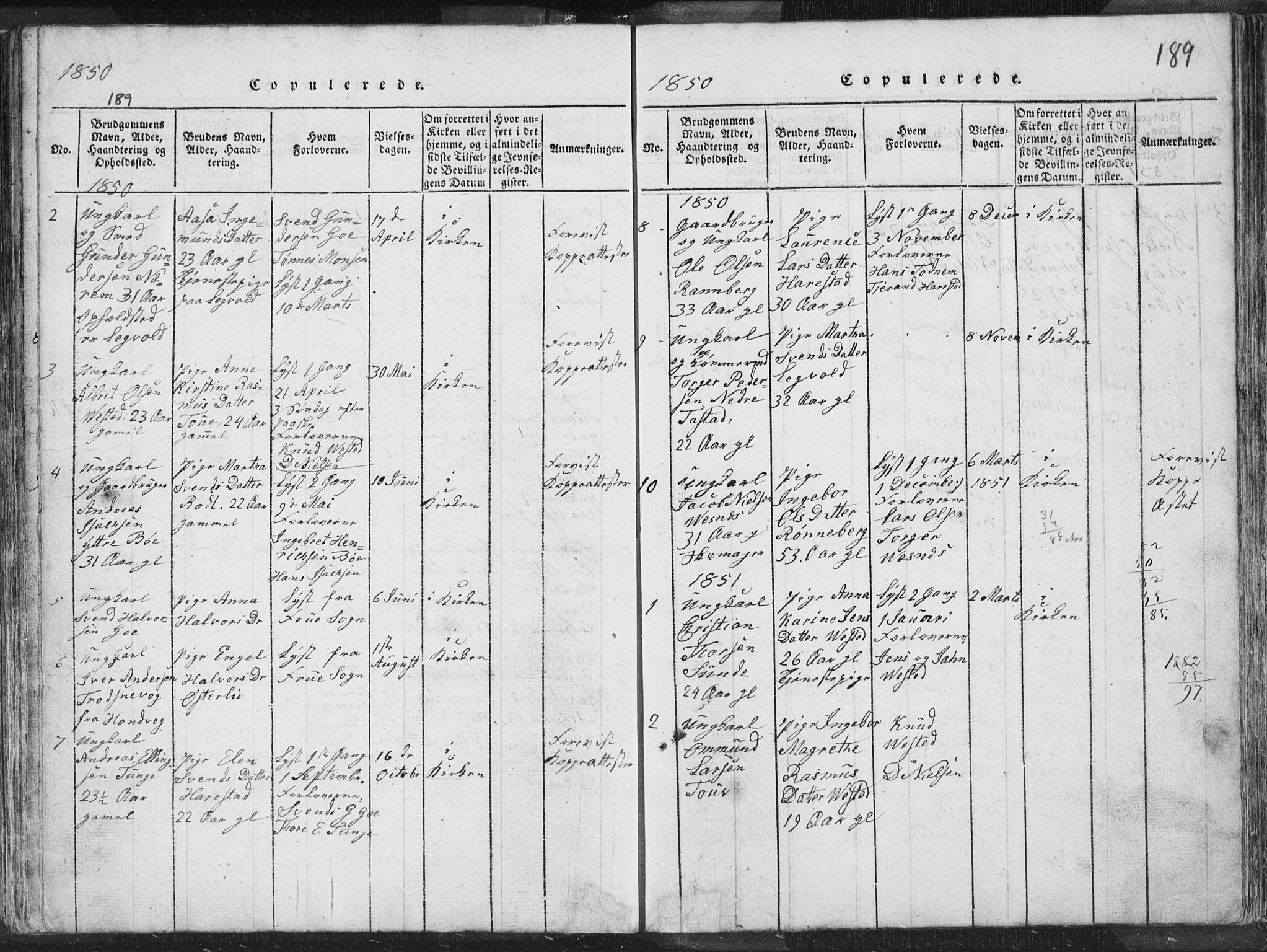 Hetland sokneprestkontor, SAST/A-101826/30/30BA/L0001: Parish register (official) no. A 1, 1816-1856, p. 189