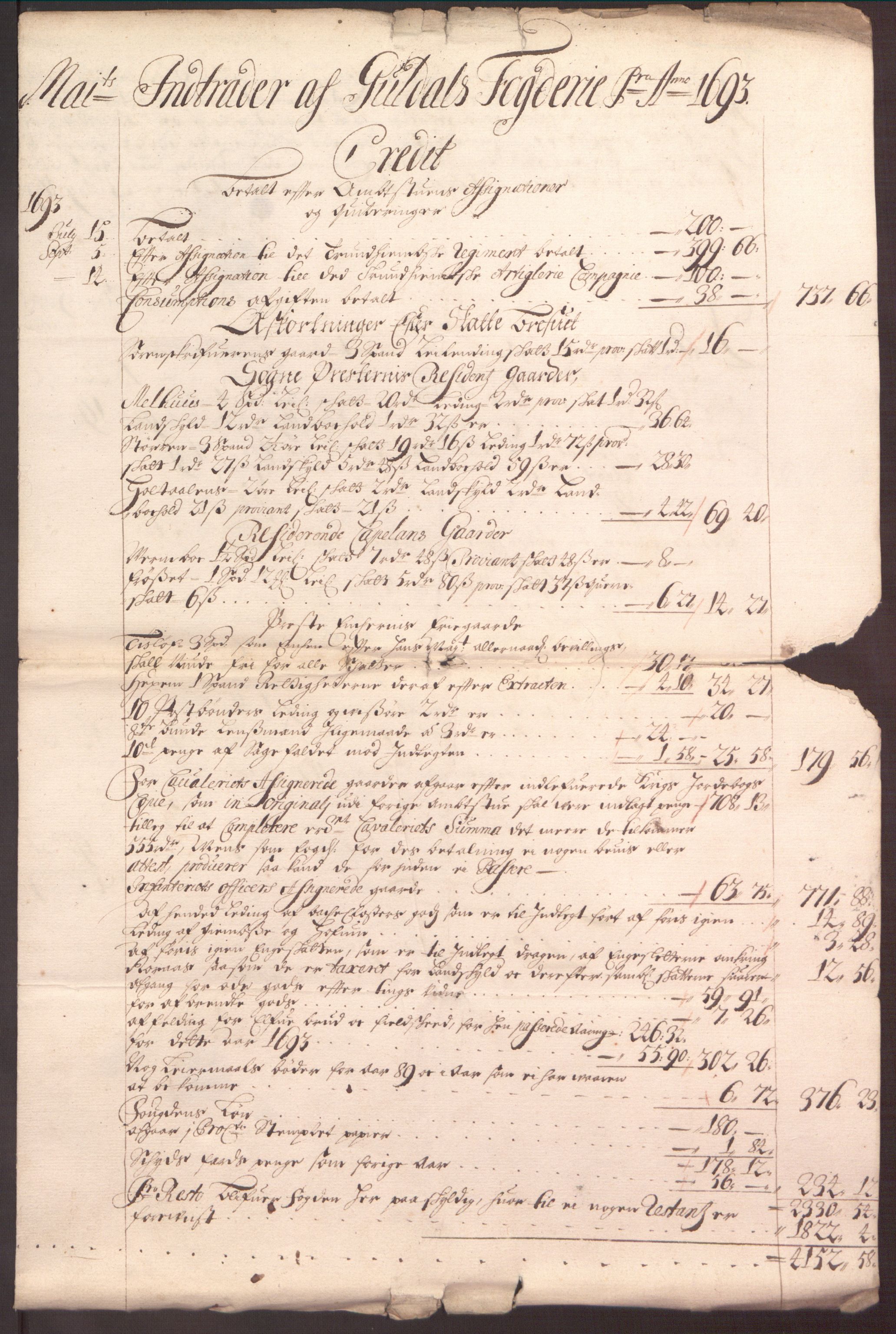 Rentekammeret inntil 1814, Reviderte regnskaper, Fogderegnskap, AV/RA-EA-4092/R59/L3943: Fogderegnskap Gauldal, 1693, p. 31