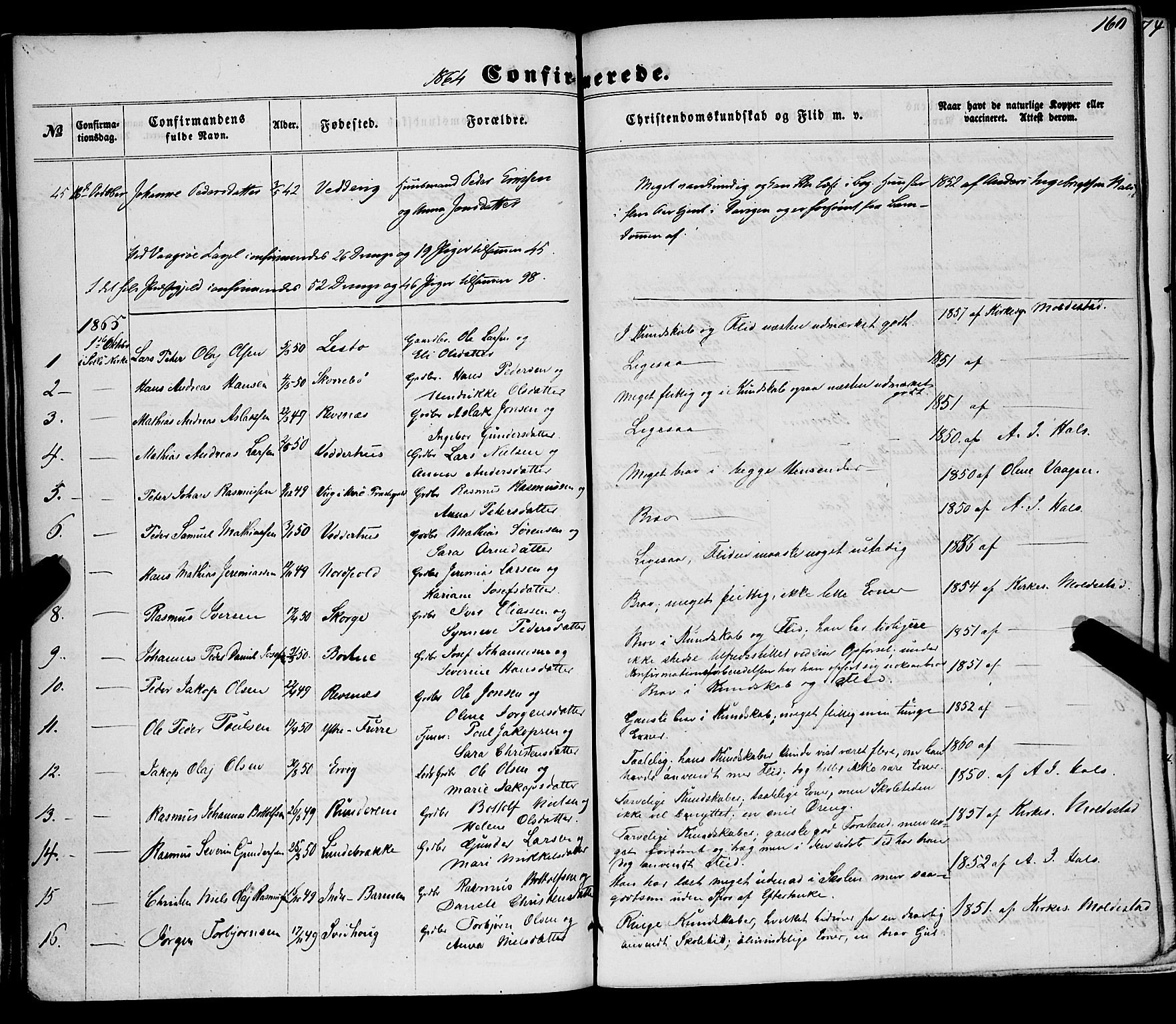 Selje sokneprestembete, SAB/A-99938/H/Ha/Haa/Haaa: Parish register (official) no. A 11, 1858-1870, p. 160