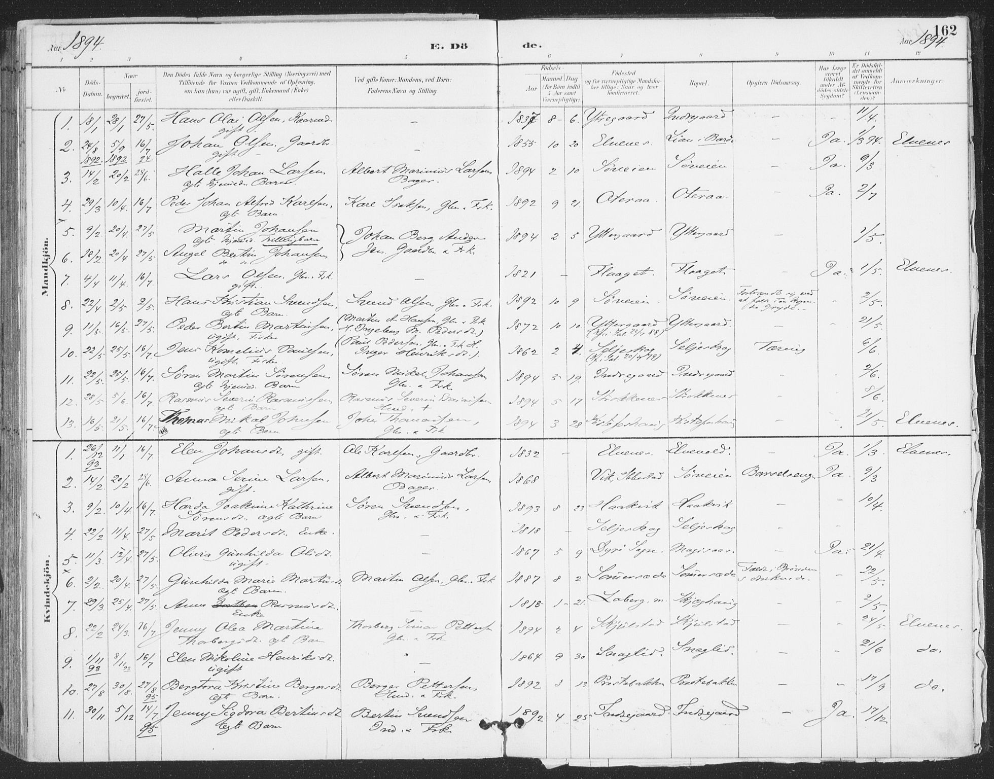 Ibestad sokneprestembete, AV/SATØ-S-0077/H/Ha/Haa/L0015kirke: Parish register (official) no. 15, 1888-1899, p. 162