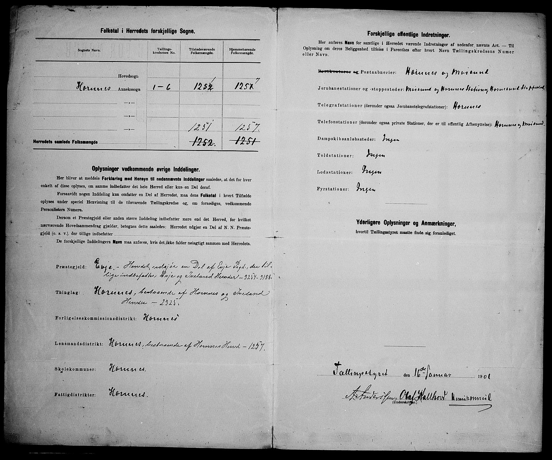 SAK, 1900 census for Hornnes, 1900, p. 3