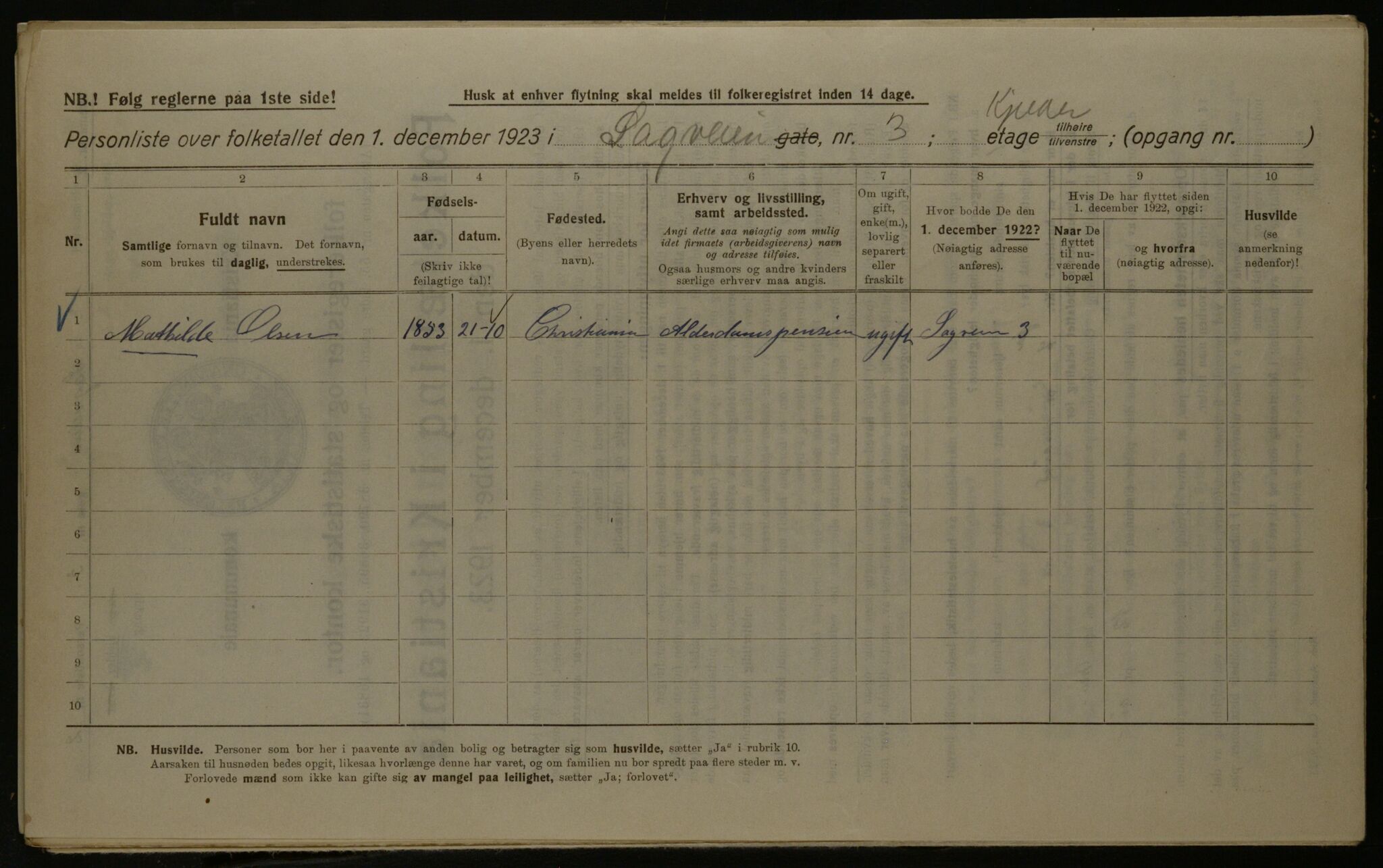 OBA, Municipal Census 1923 for Kristiania, 1923, p. 95541