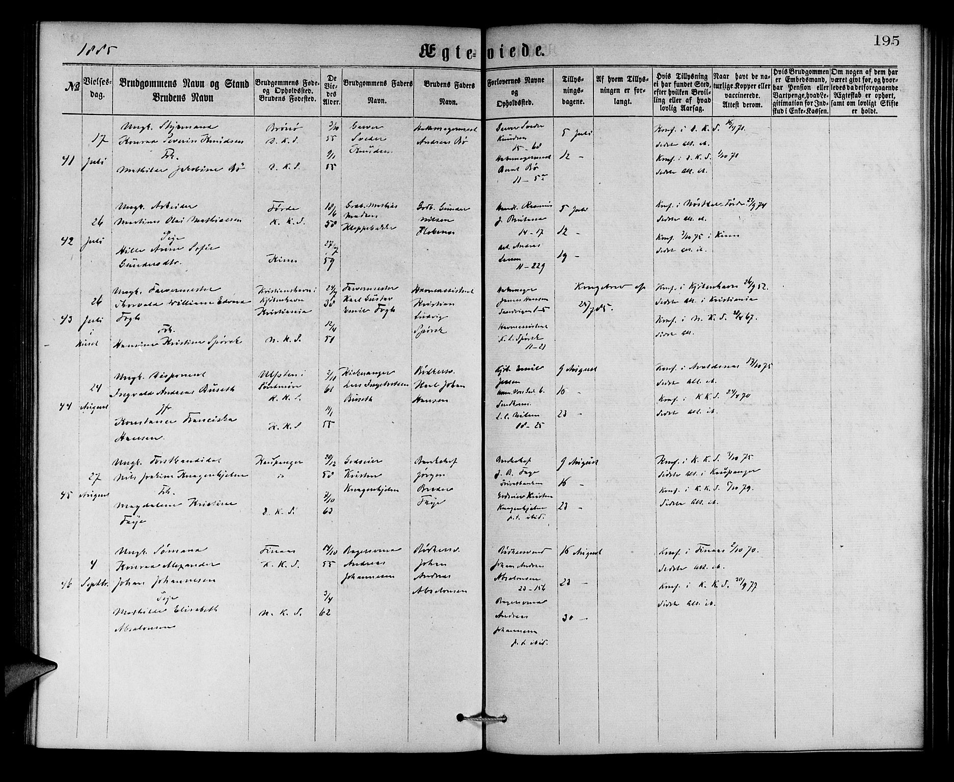 Korskirken sokneprestembete, AV/SAB-A-76101/H/Hab: Parish register (copy) no. D 2, 1867-1886, p. 195