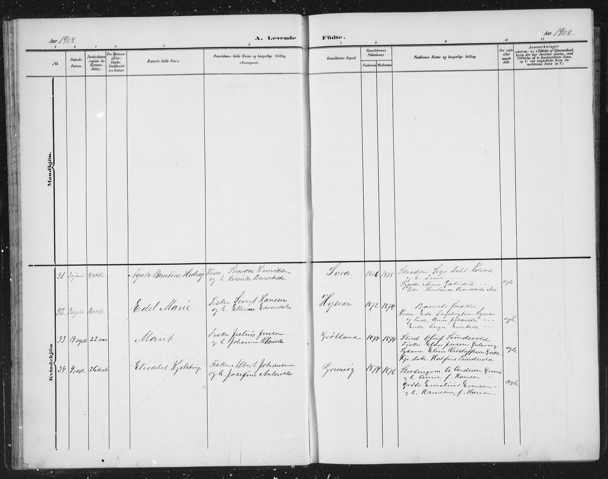 Ministerialprotokoller, klokkerbøker og fødselsregistre - Nordland, AV/SAT-A-1459/816/L0254: Parish register (copy) no. 816C04, 1905-1934