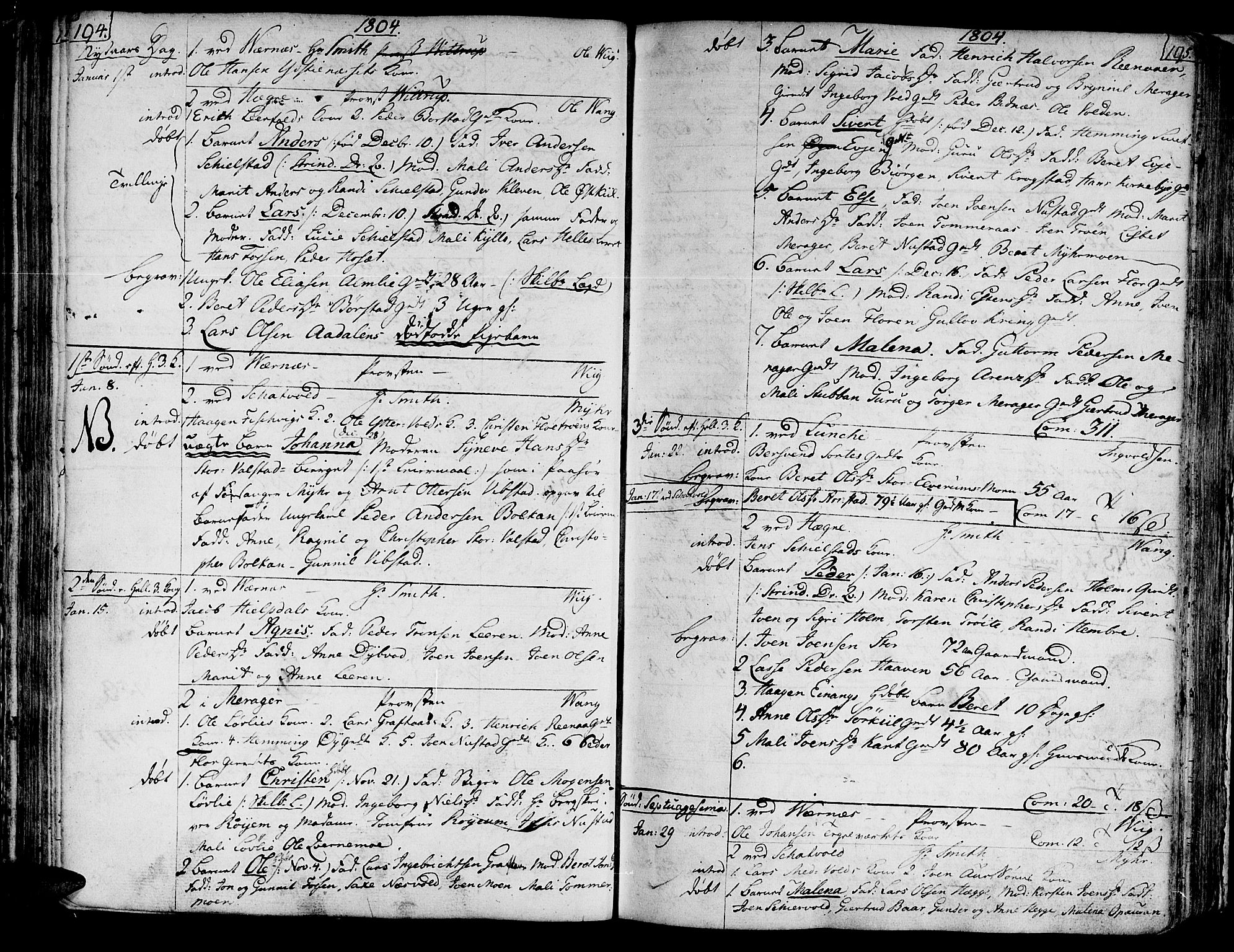 Ministerialprotokoller, klokkerbøker og fødselsregistre - Nord-Trøndelag, SAT/A-1458/709/L0060: Parish register (official) no. 709A07, 1797-1815, p. 194-195