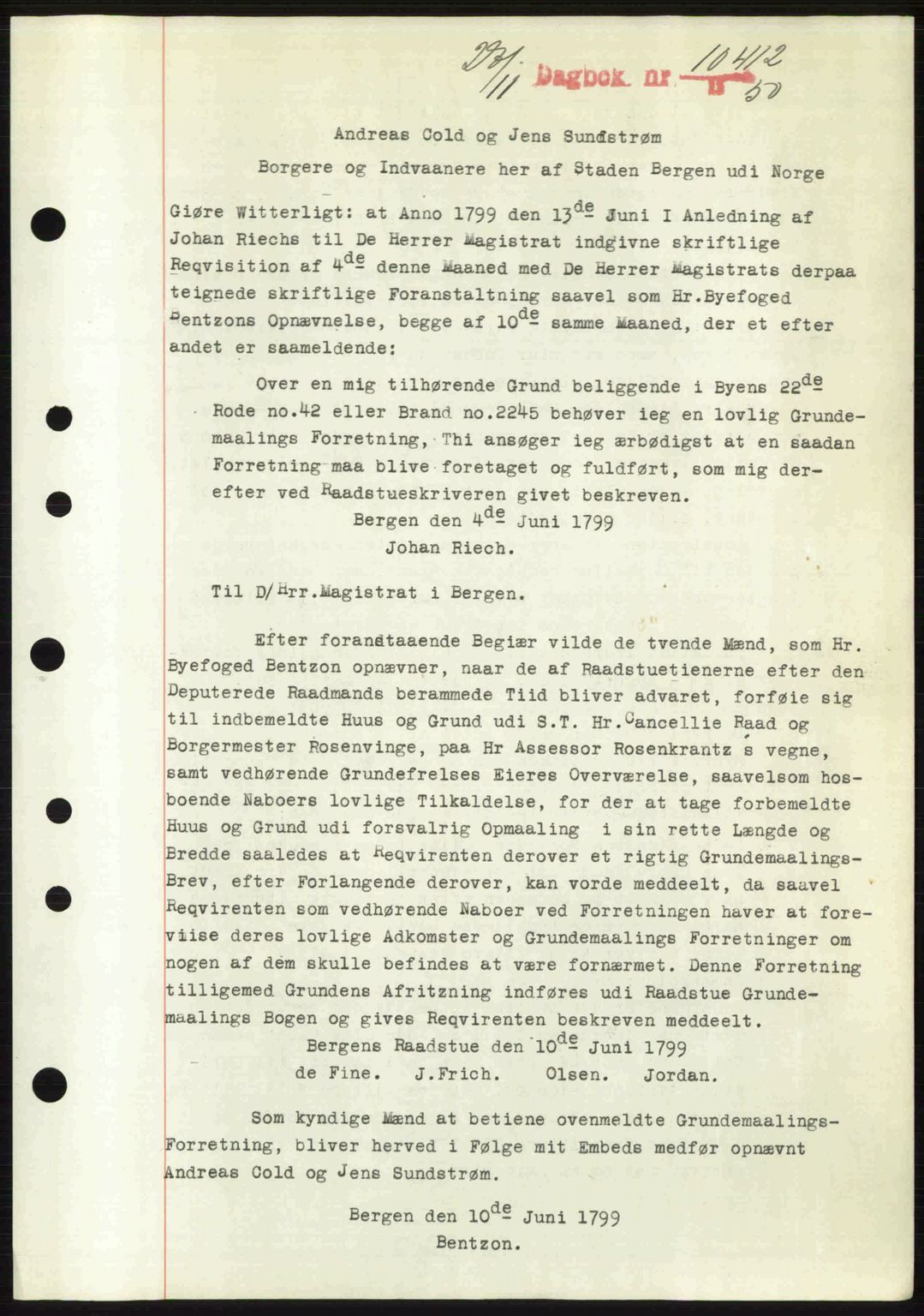 Byfogd og Byskriver i Bergen, SAB/A-3401/03/03Bc/L0034: Mortgage book no. A27-28, 1950-1950, Diary no: : 10412/1950