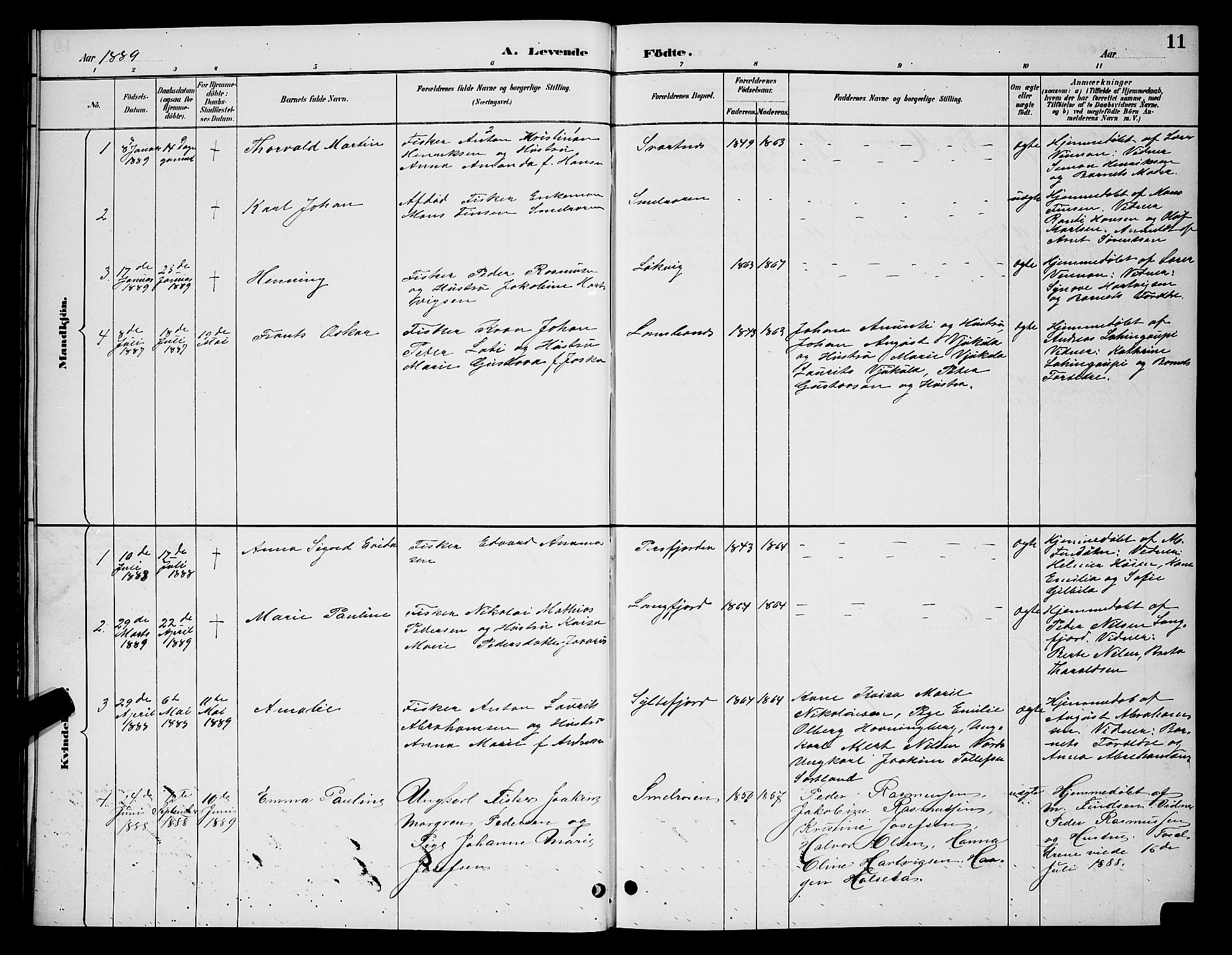 Vardø sokneprestkontor, SATØ/S-1332/H/Hb/L0007klokker: Parish register (copy) no. 7, 1887-1892, p. 11
