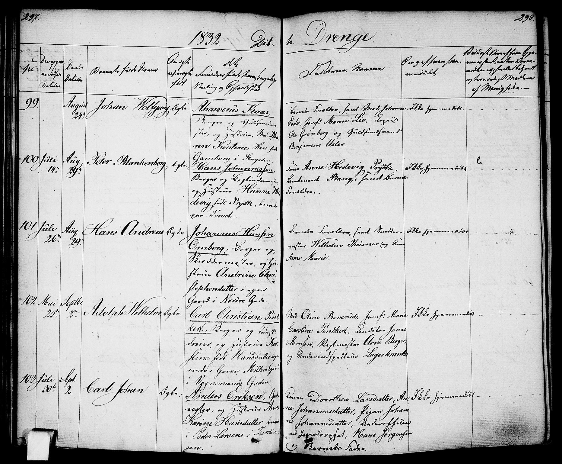 Oslo domkirke Kirkebøker, SAO/A-10752/F/Fa/L0011: Parish register (official) no. 11, 1830-1836, p. 297-298