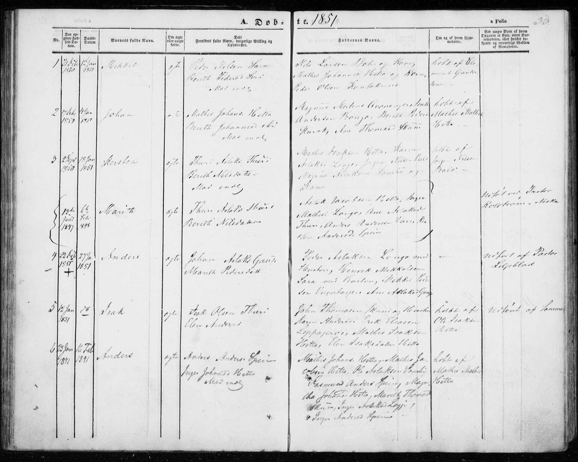 Kautokeino sokneprestembete, SATØ/S-1340/H/Ha/L0002.kirke: Parish register (official) no. 2, 1843-1861, p. 33
