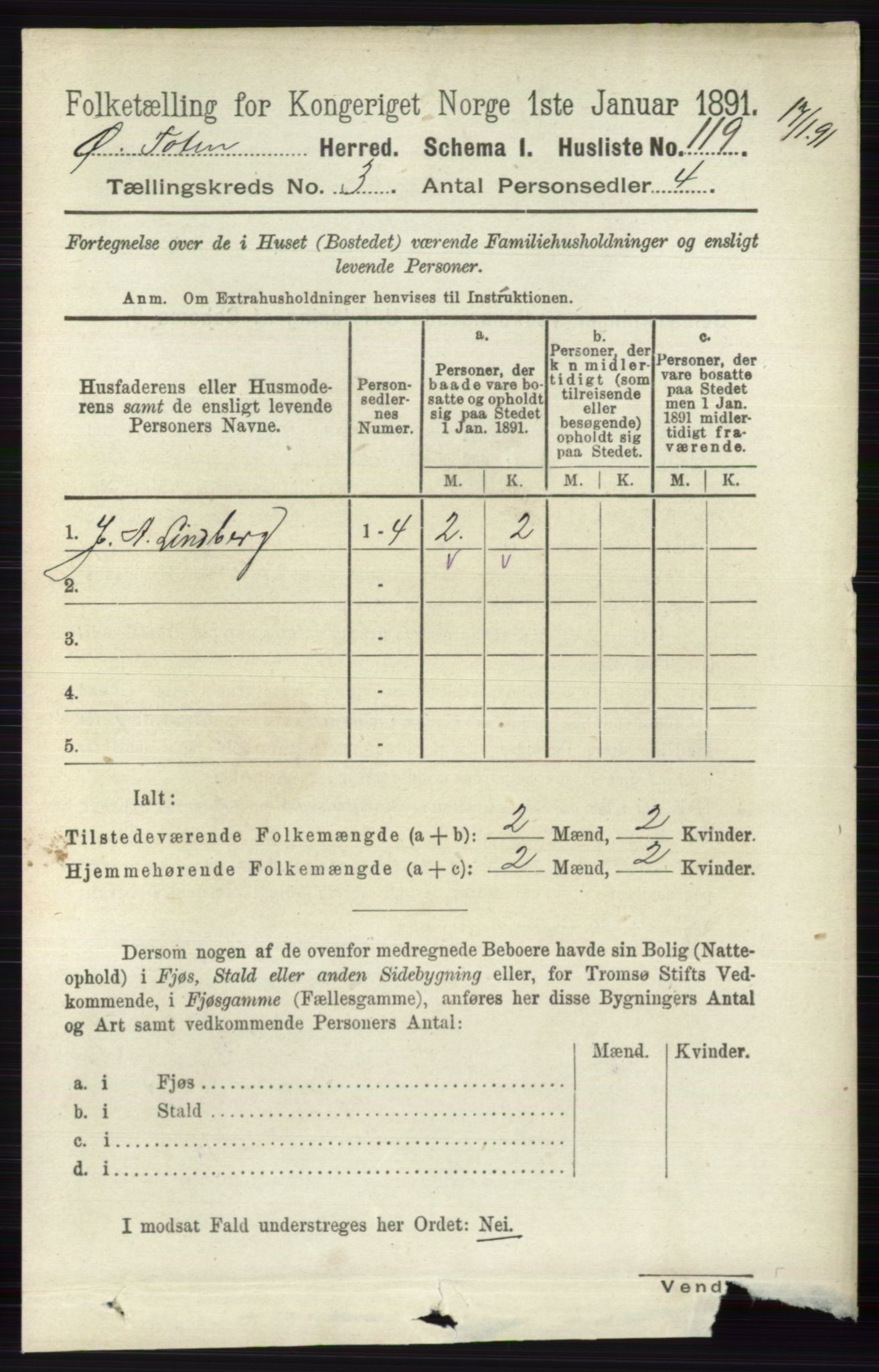 RA, 1891 census for 0528 Østre Toten, 1891, p. 1552