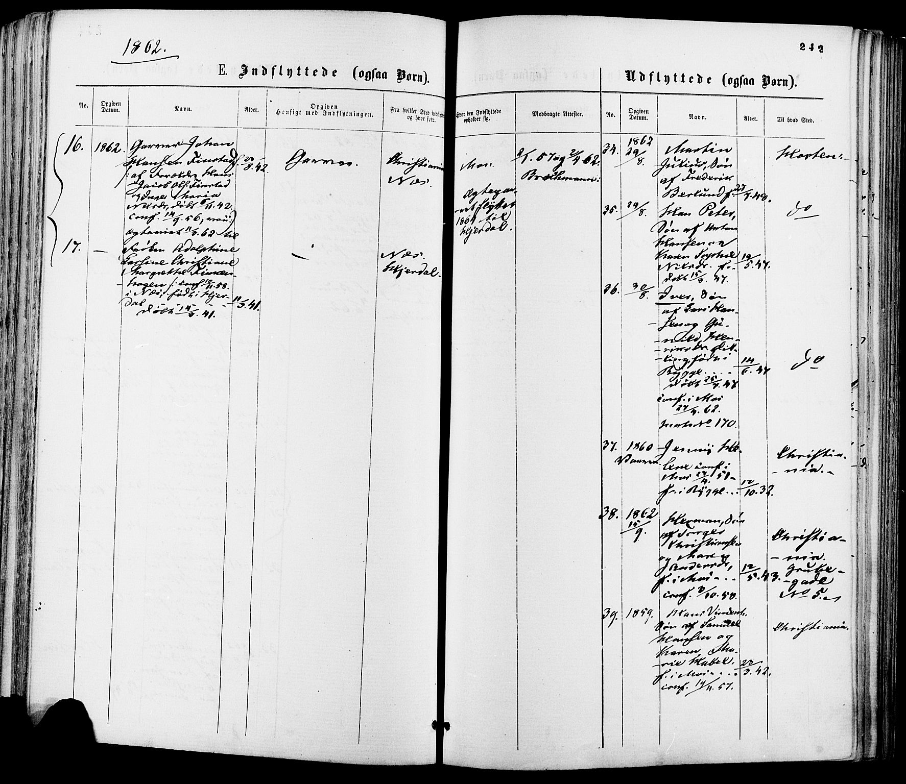 Moss prestekontor Kirkebøker, SAO/A-2003/F/Fa/L0009: Parish register (official) no. I 9, 1861-1869, p. 242