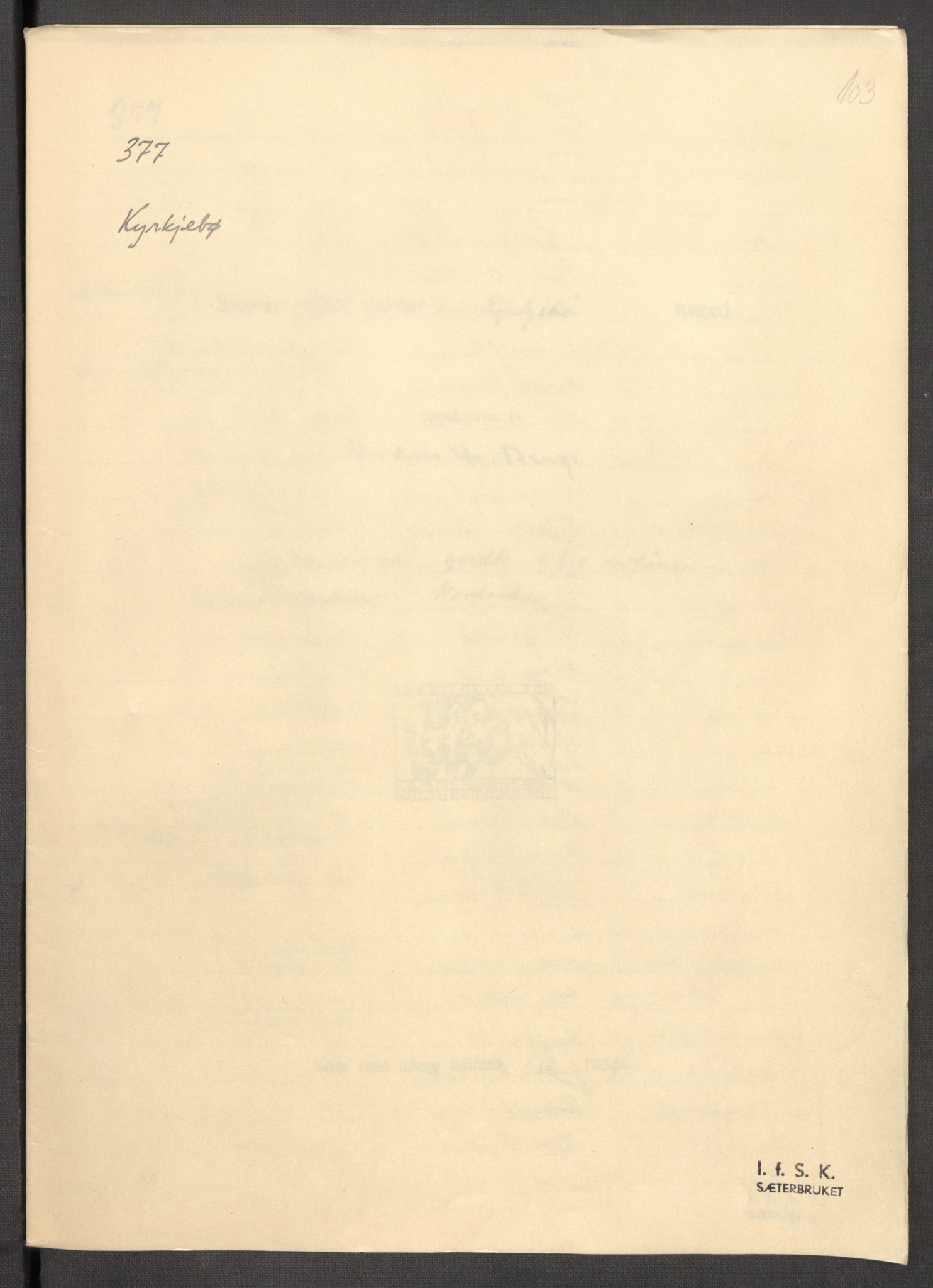 Instituttet for sammenlignende kulturforskning, RA/PA-0424/F/Fc/L0011/0002: Eske B11: / Sogn og Fjordane (perm XXIX), 1934-1937, p. 103