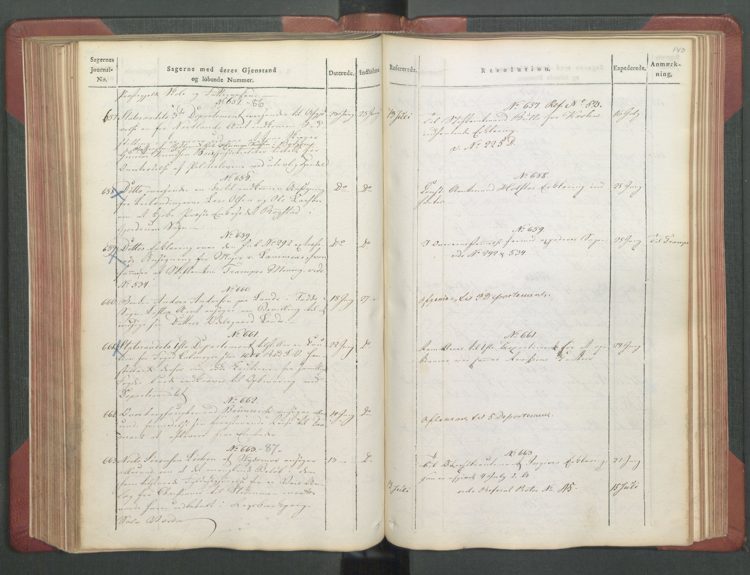 Departementene i 1814, AV/RA-S-3899/Fb/L0029: Journal A 1-900 (ekstraktprotokoll), 1814, p. 140