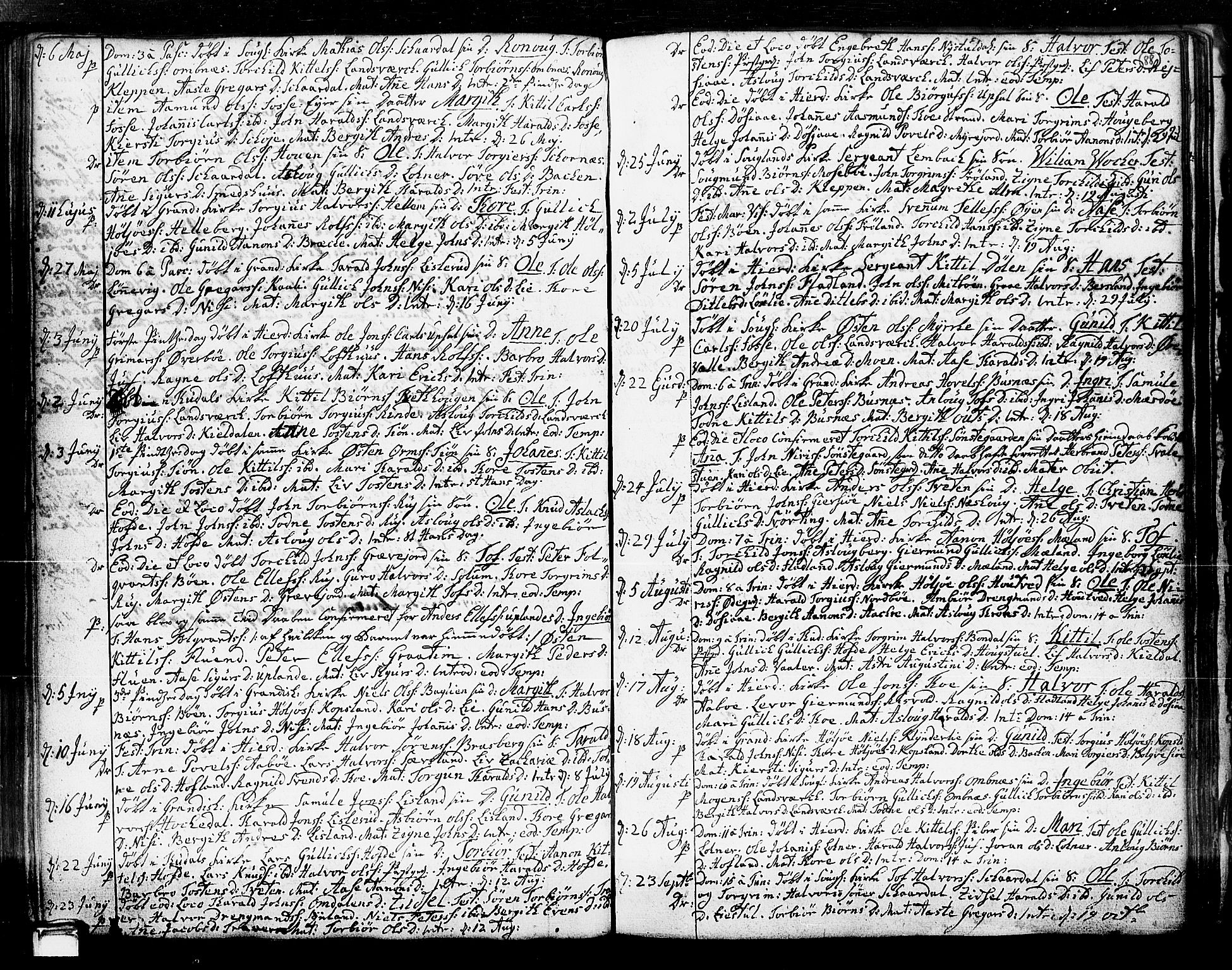 Hjartdal kirkebøker, SAKO/A-270/F/Fa/L0003: Parish register (official) no. I 3, 1727-1775, p. 88