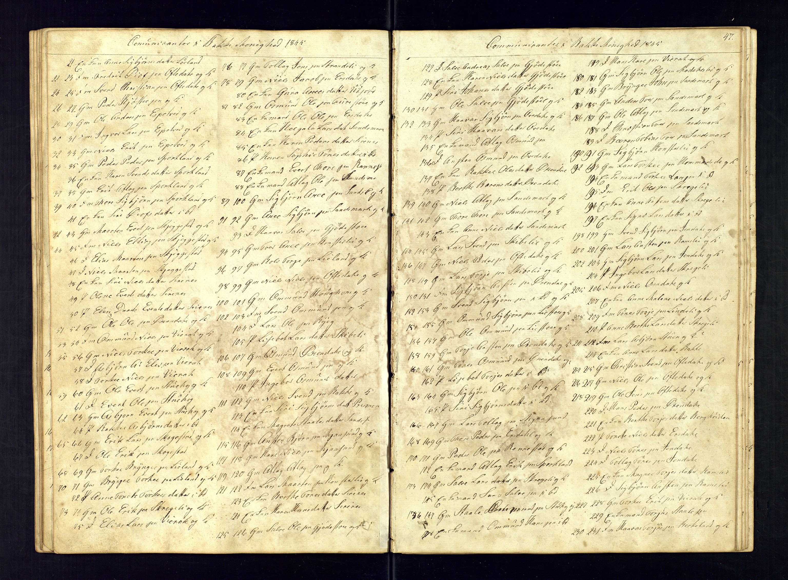 Bakke sokneprestkontor, SAK/1111-0002/F/Fc/Fca/L0004: Communicants register no. C-4, 1838-1861, p. 47