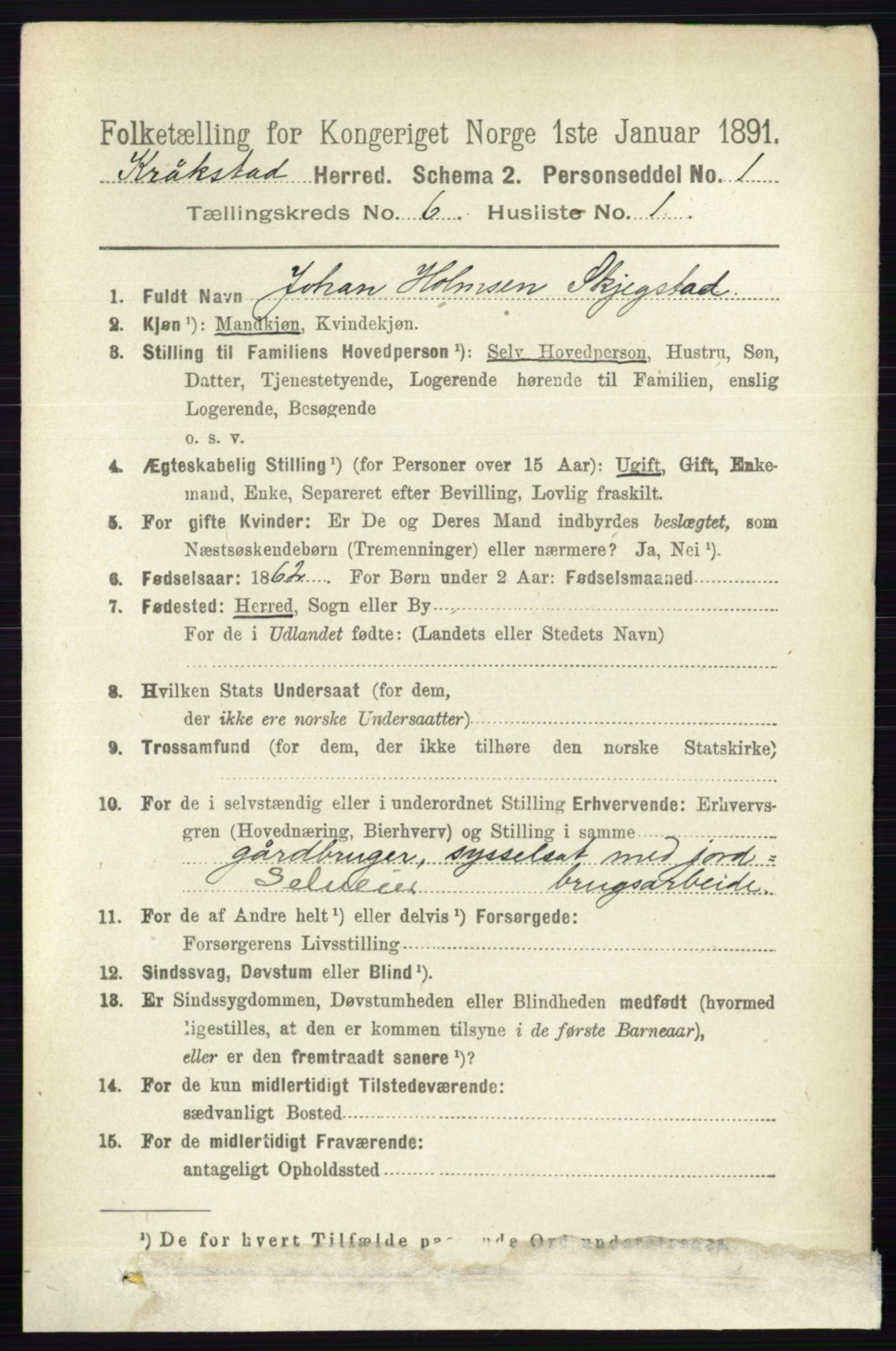 RA, 1891 census for 0212 Kråkstad, 1891, p. 2997