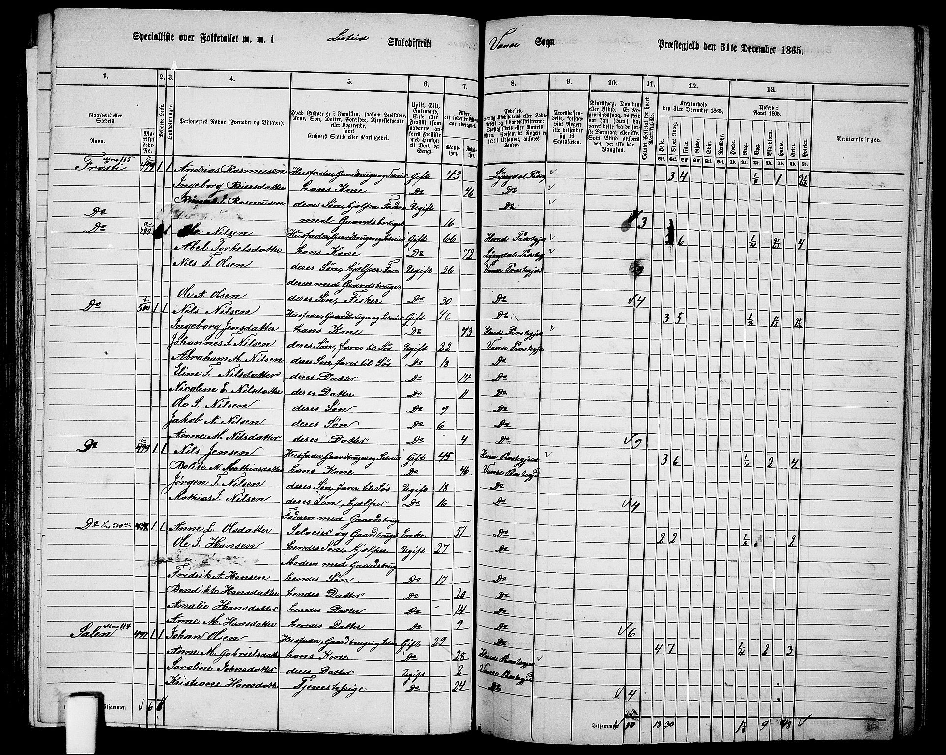 RA, 1865 census for Vanse/Vanse og Farsund, 1865, p. 179