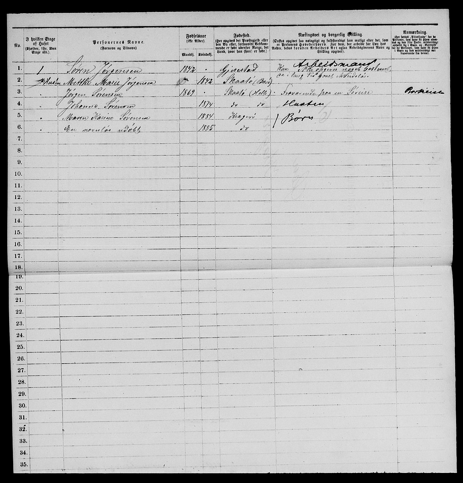 SAKO, 1885 census for 0801 Kragerø, 1885, p. 579