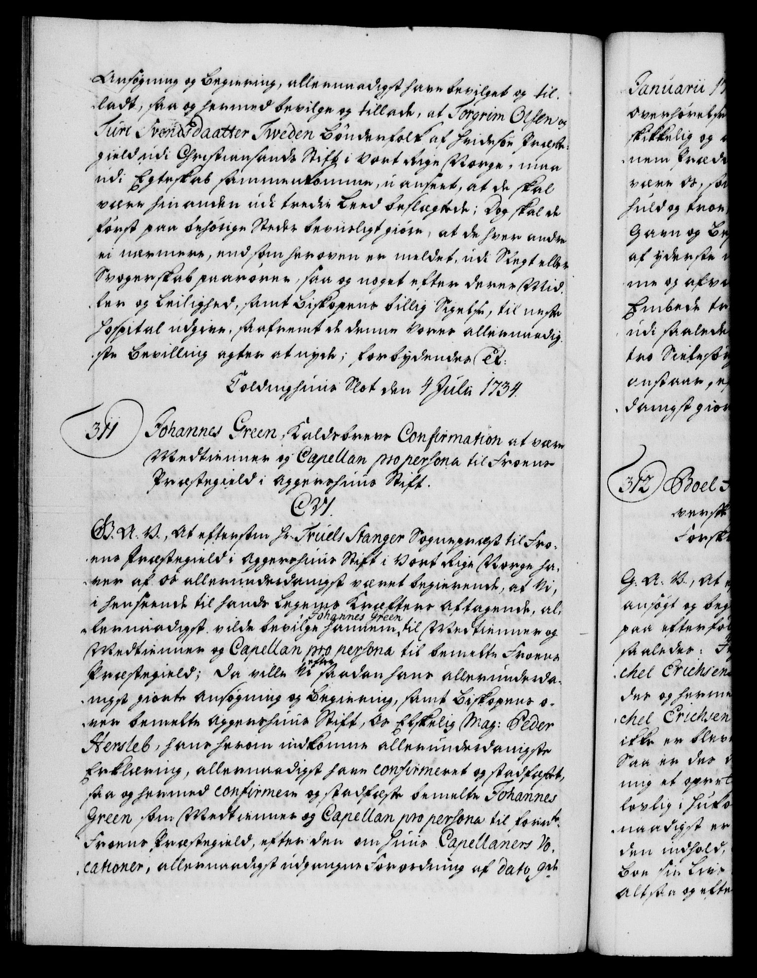 Danske Kanselli 1572-1799, AV/RA-EA-3023/F/Fc/Fca/Fcaa/L0028: Norske registre, 1733-1734, p. 542b