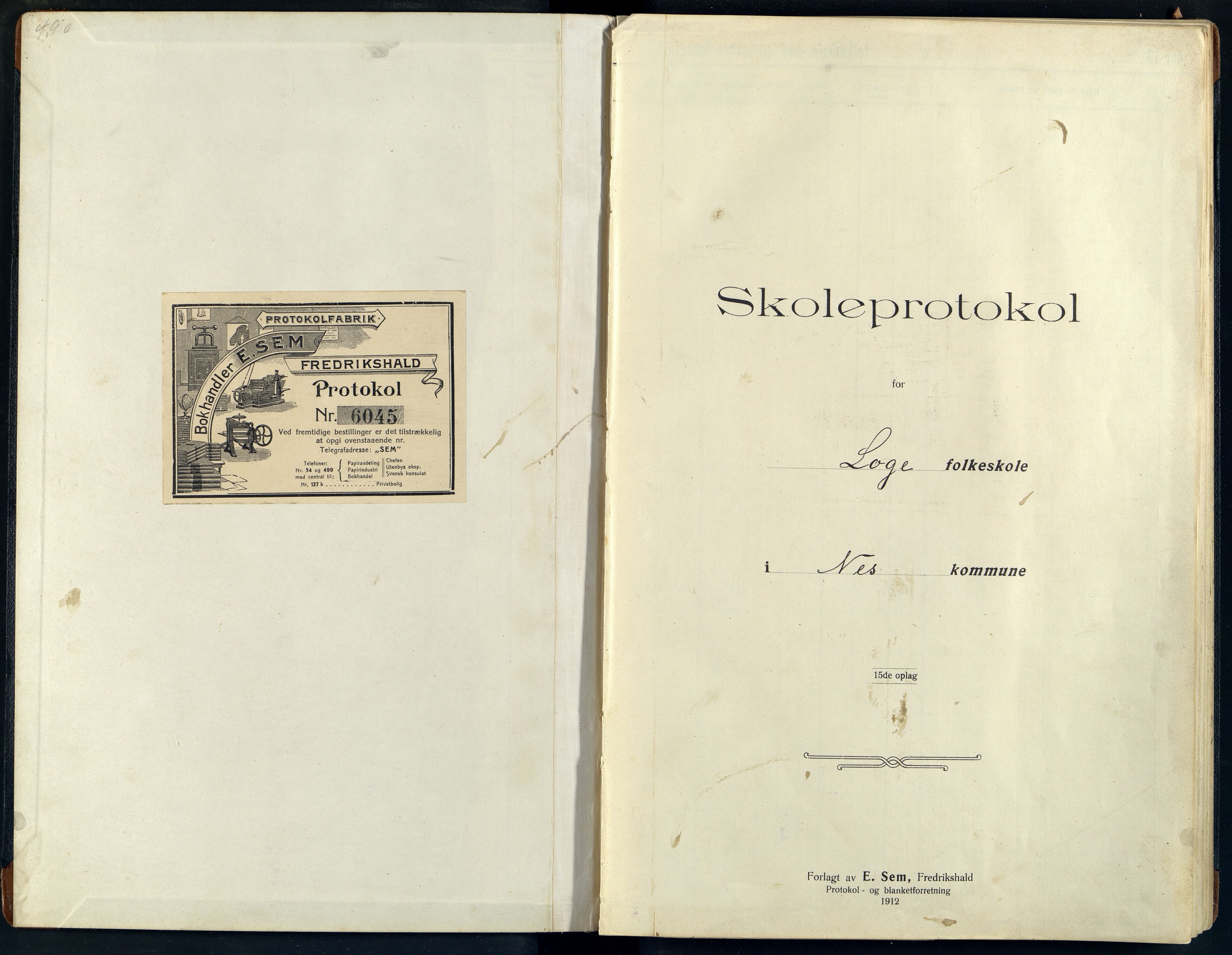 Nes kommune - Loga Skole, ARKSOR/1004NE552/H/L0002: Skoleprotokoll, 1915-1926