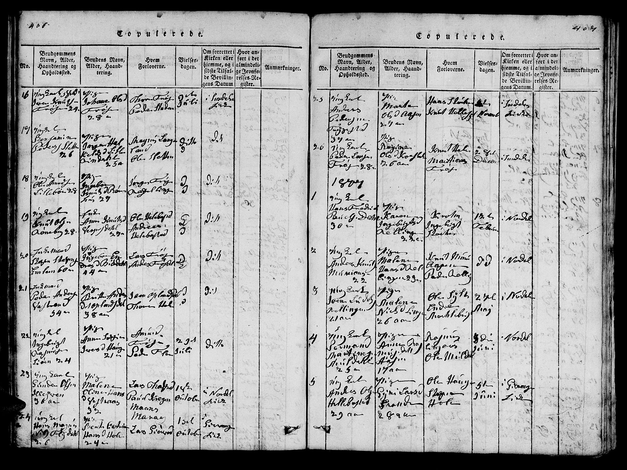Ministerialprotokoller, klokkerbøker og fødselsregistre - Møre og Romsdal, SAT/A-1454/519/L0246: Parish register (official) no. 519A05, 1817-1834, p. 406-407