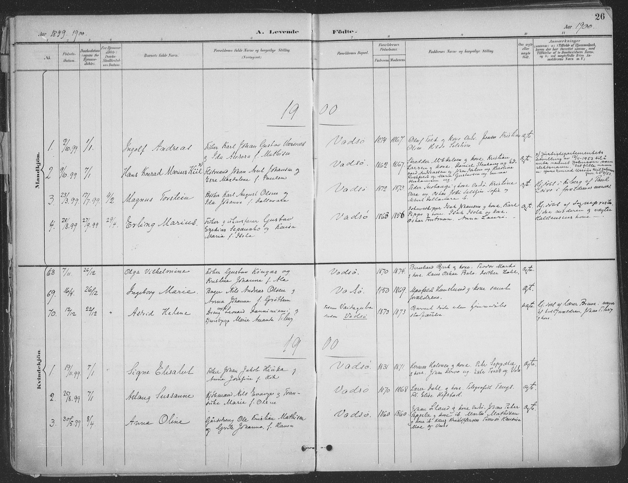 Vadsø sokneprestkontor, SATØ/S-1325/H/Ha/L0007kirke: Parish register (official) no. 7, 1896-1916, p. 26
