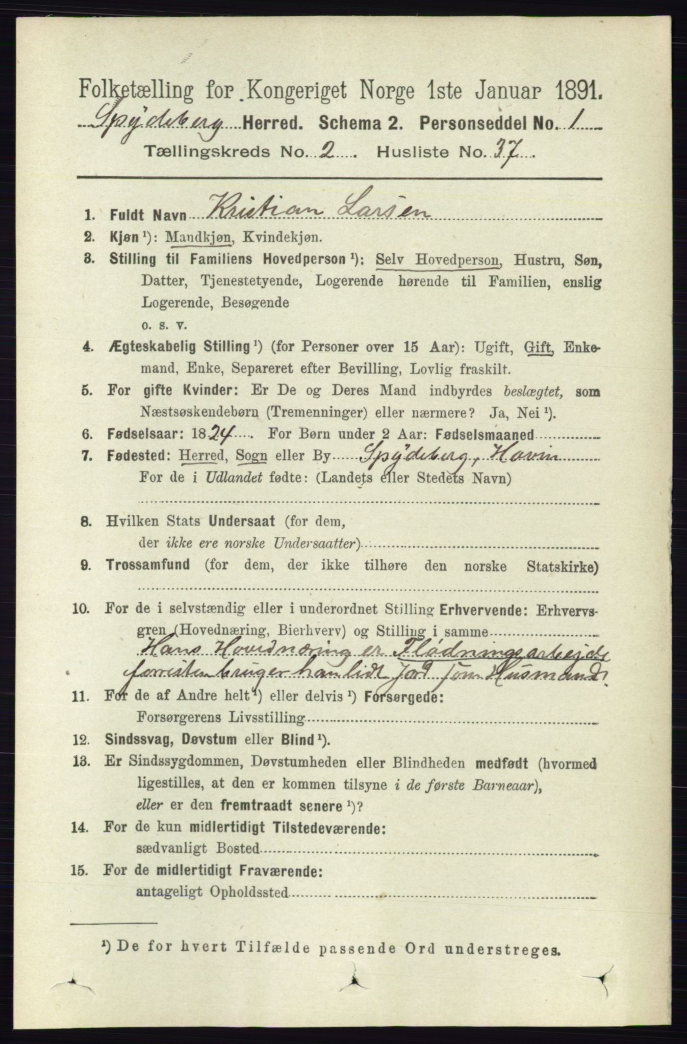 RA, 1891 census for 0123 Spydeberg, 1891, p. 886