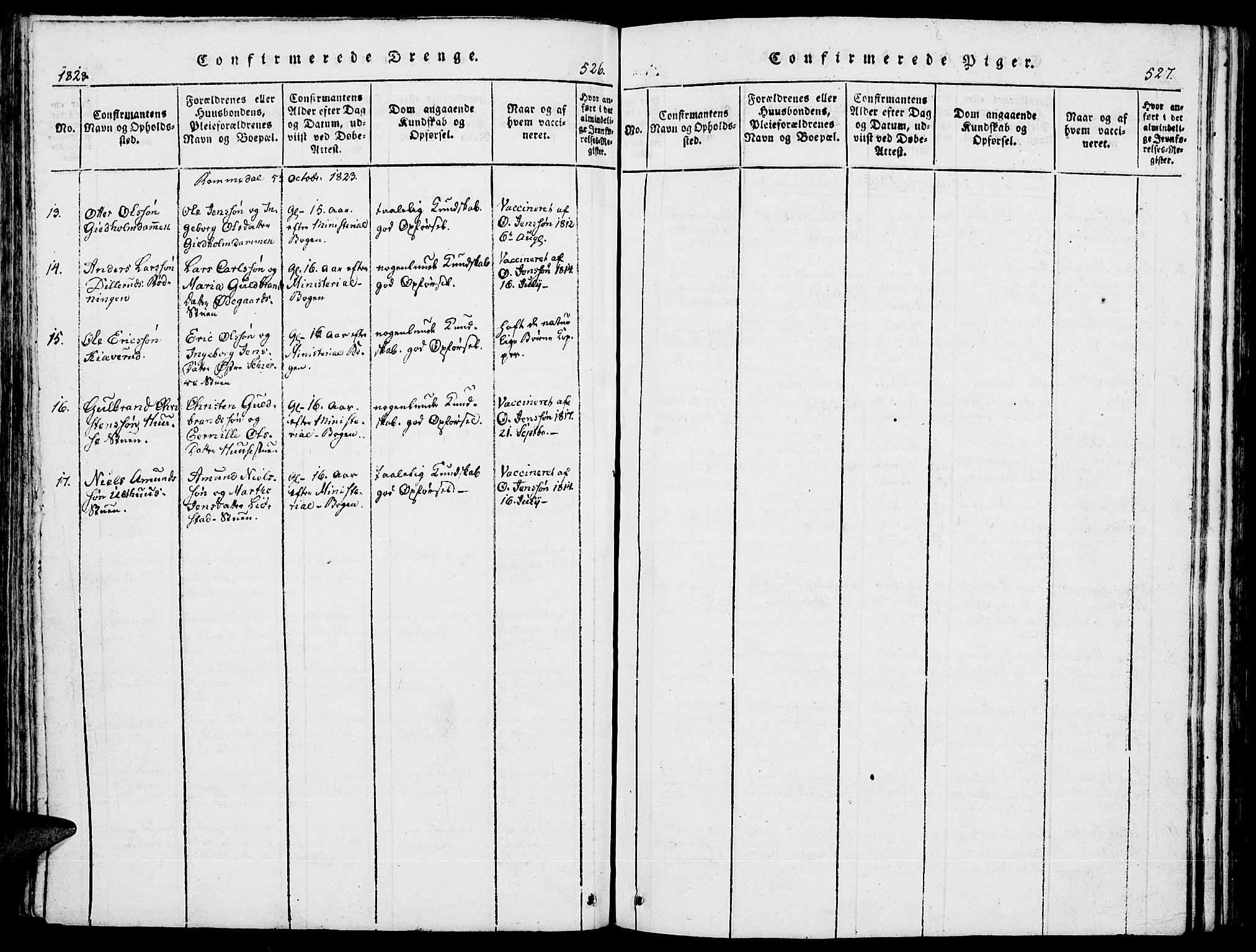 Romedal prestekontor, SAH/PREST-004/K/L0002: Parish register (official) no. 2, 1814-1828, p. 526-527
