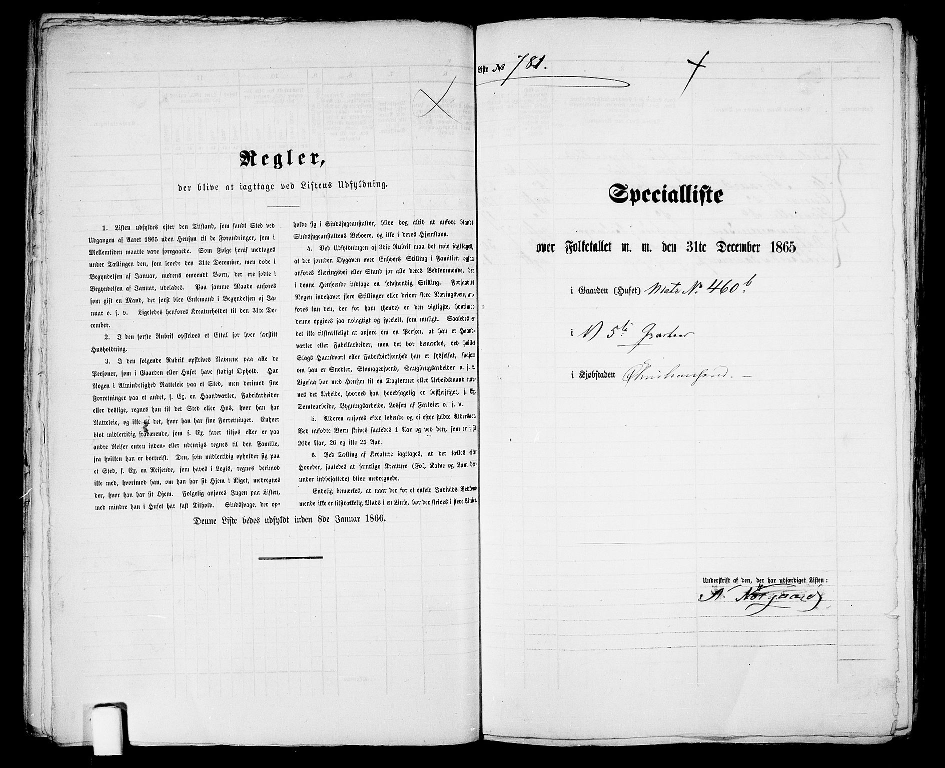 RA, 1865 census for Kristiansand, 1865, p. 1600