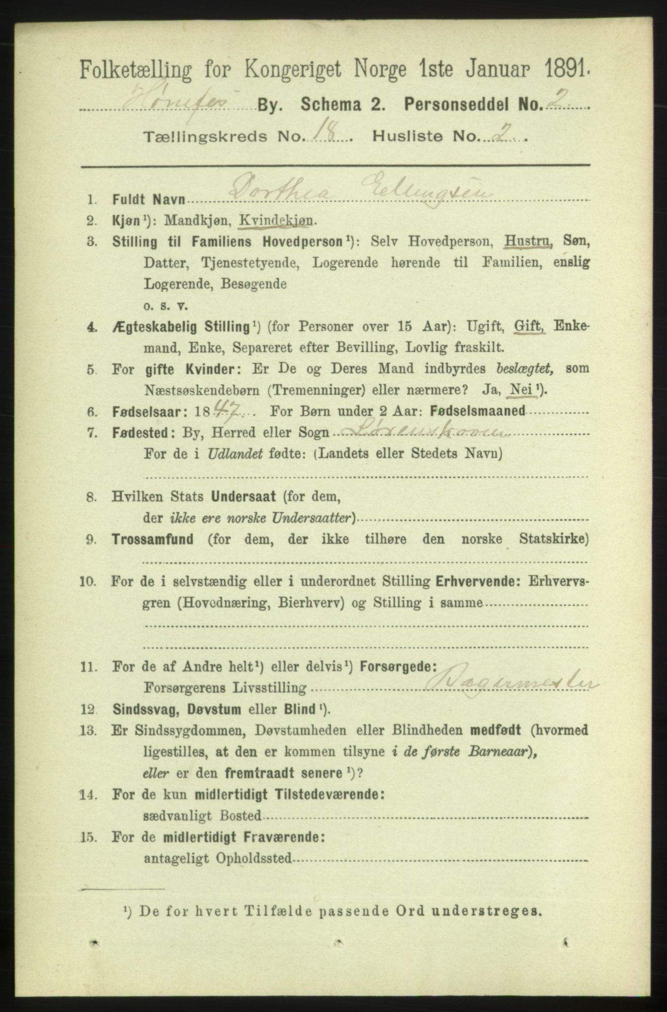 RA, 1891 census for 0601 Hønefoss, 1891, p. 1955