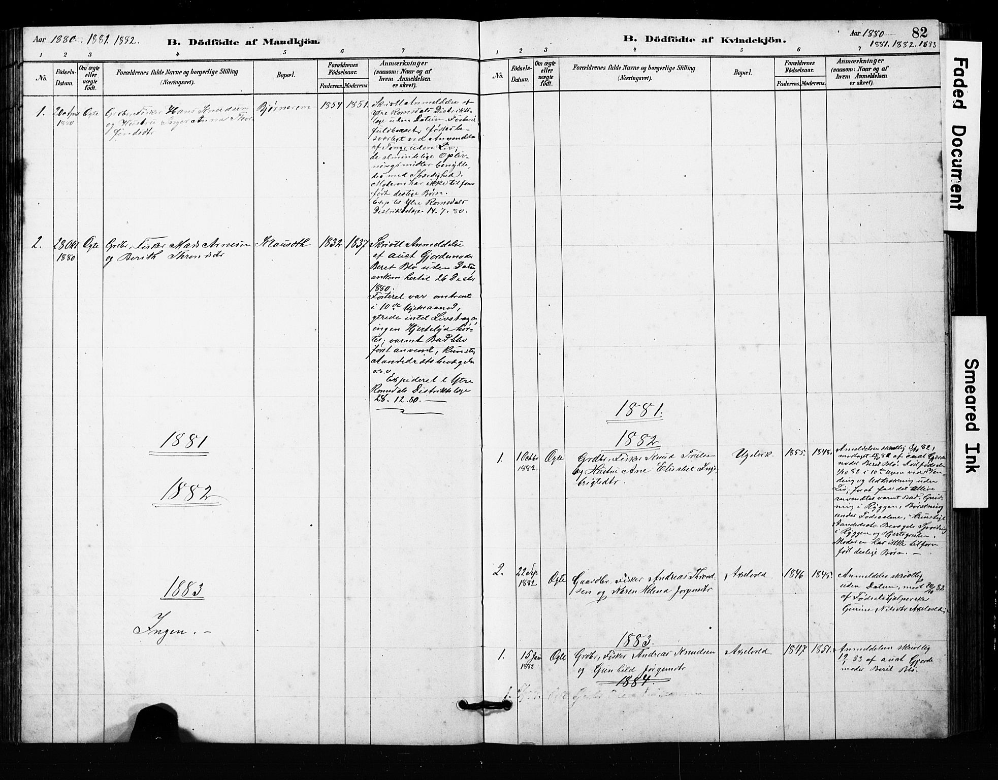 Ministerialprotokoller, klokkerbøker og fødselsregistre - Møre og Romsdal, SAT/A-1454/563/L0737: Parish register (copy) no. 563C01, 1878-1916, p. 82