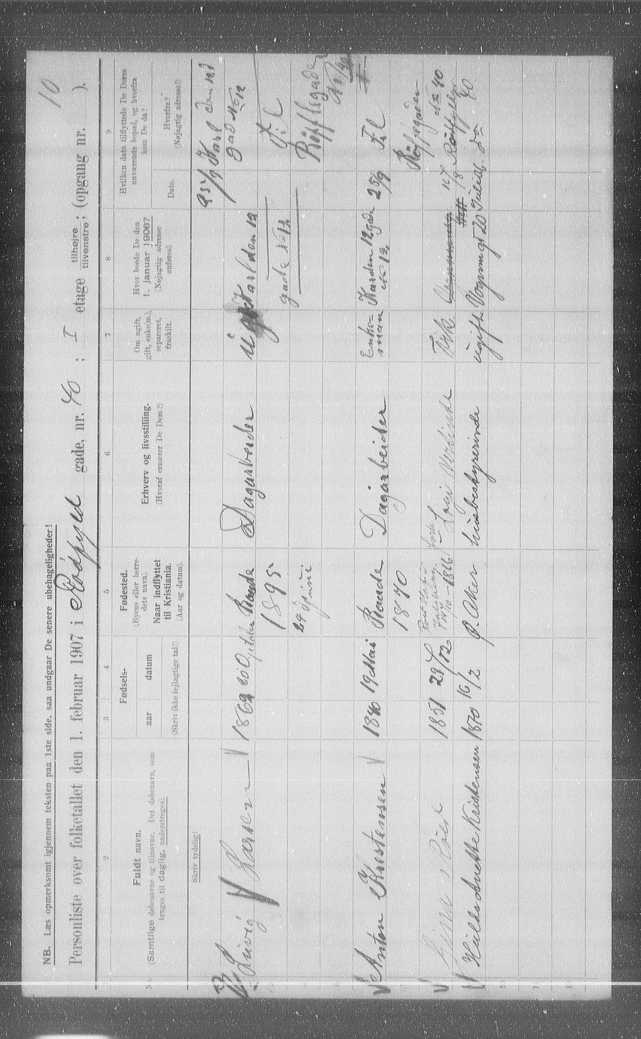 OBA, Municipal Census 1907 for Kristiania, 1907, p. 43982