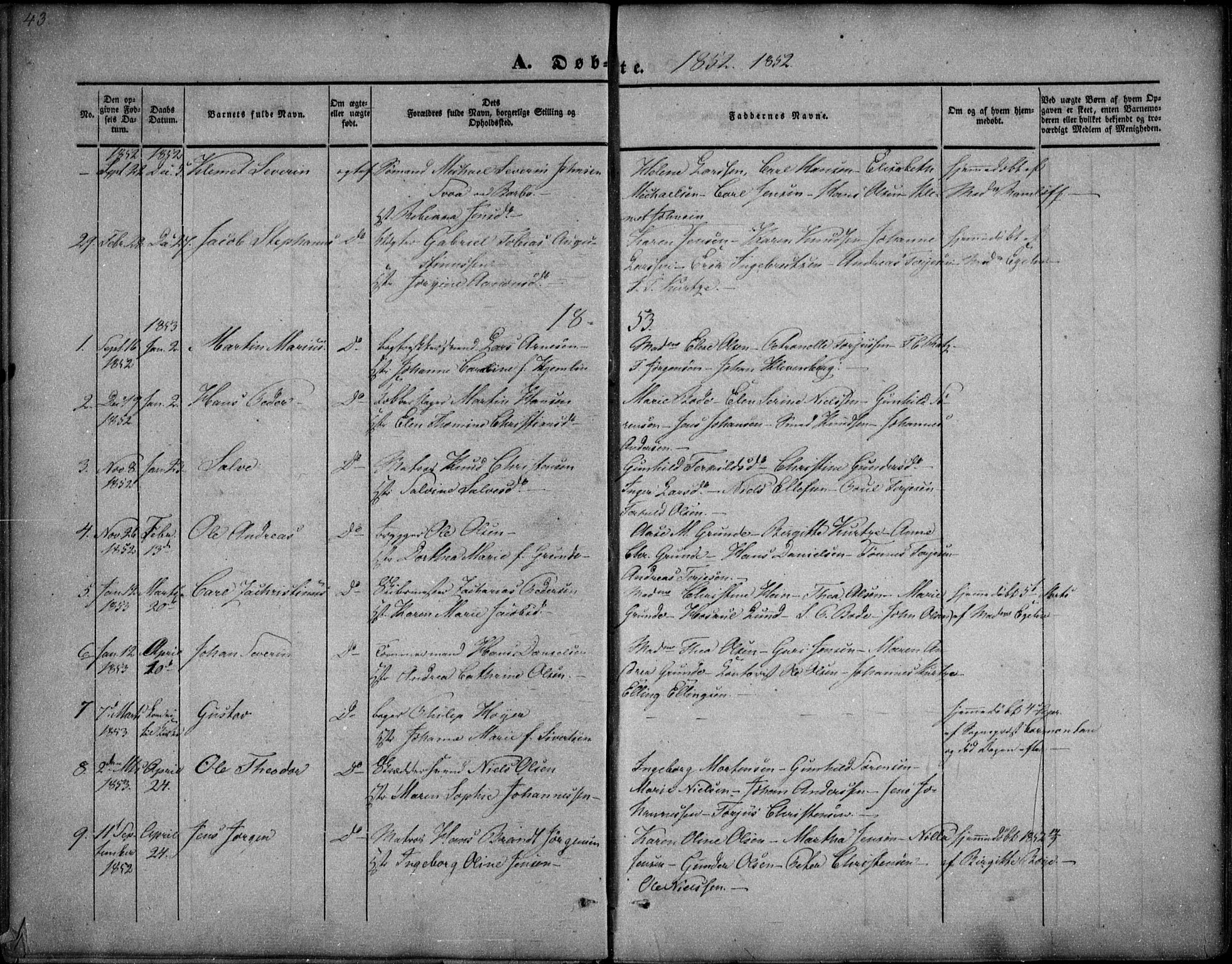 Arendal sokneprestkontor, Trefoldighet, SAK/1111-0040/F/Fa/L0005: Parish register (official) no. A 5, 1838-1854, p. 43