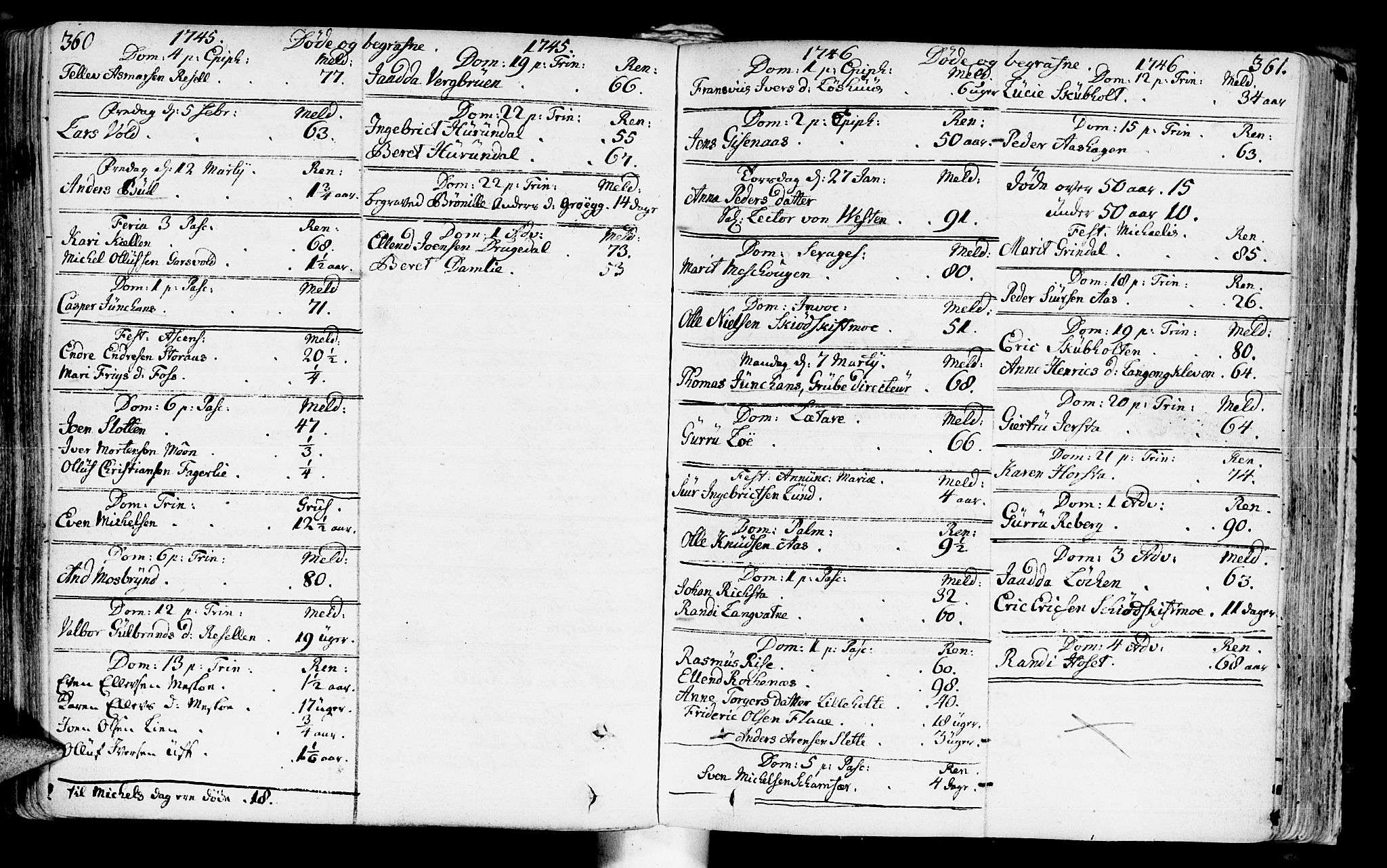 Ministerialprotokoller, klokkerbøker og fødselsregistre - Sør-Trøndelag, SAT/A-1456/672/L0850: Parish register (official) no. 672A03, 1725-1751, p. 360-361
