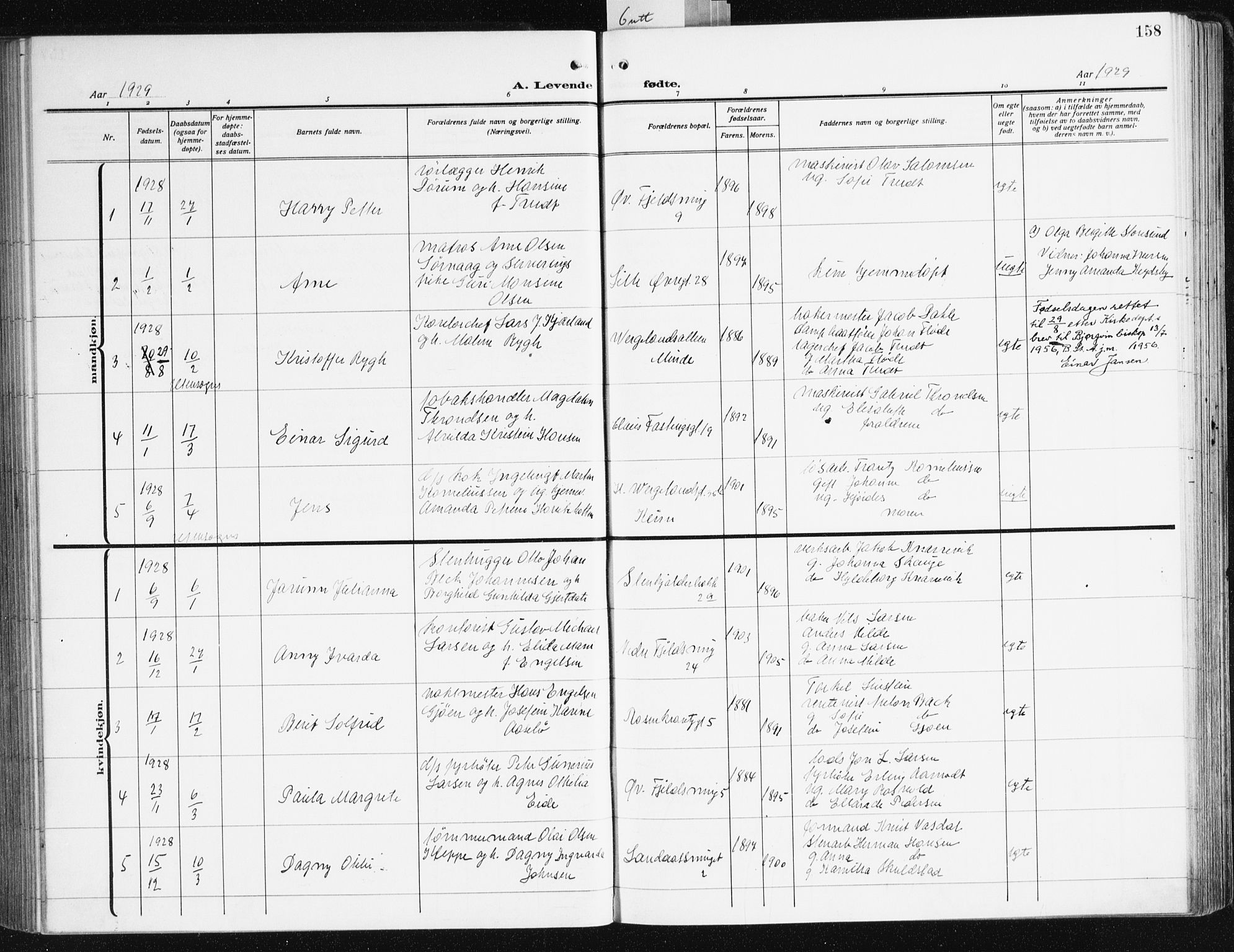 Korskirken sokneprestembete, SAB/A-76101/H/Hab: Parish register (copy) no. B 12, 1917-1942, p. 158