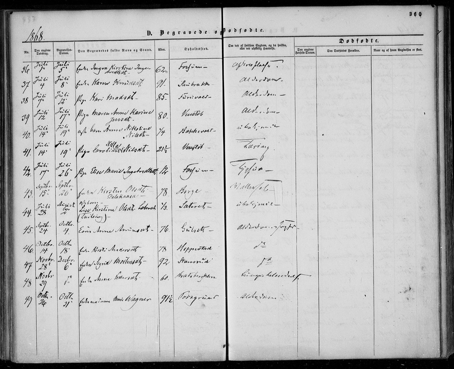 Gjerpen kirkebøker, SAKO/A-265/F/Fa/L0008b: Parish register (official) no. I 8B, 1857-1871, p. 360